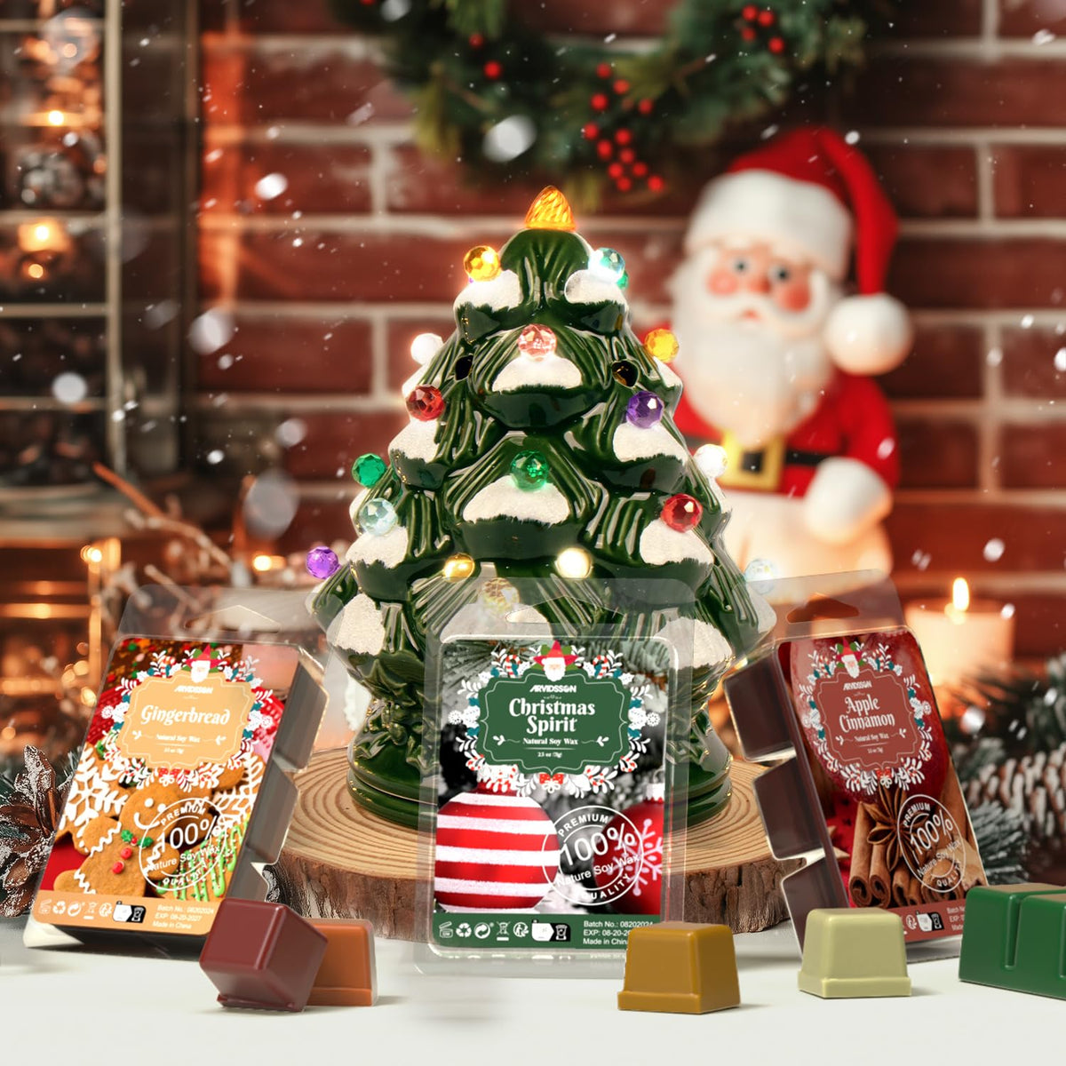 ARVIDSSON Christmas Scented Wax Melts, Winter Soy Wax Cubes for Wax Warmer, Strong Scent Wax Candle Melts, Holiday Wax Tarts Gift Set, Apple Cinnamon, Christmas Spirit, Gingerbread, Canberry 🍁 All In One Marketplace Canada