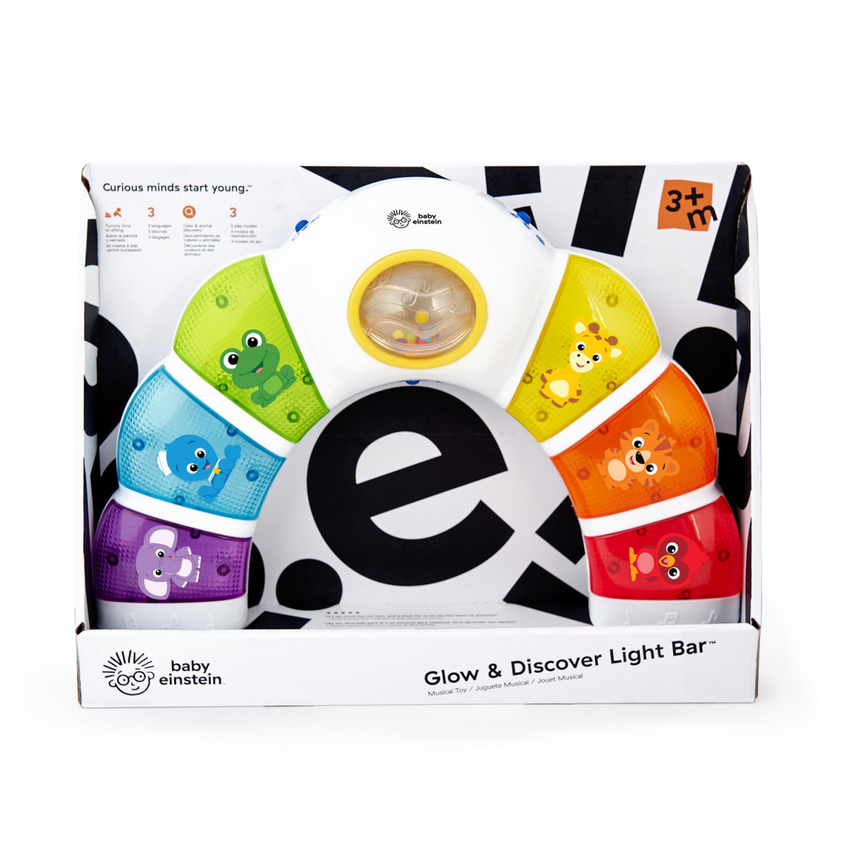 Baby Einstein Glow & Discover Light Bar Musical Activity Station and Tummy Time Toy, Montessori Cause and Effect Early Learning for 3-36 Months