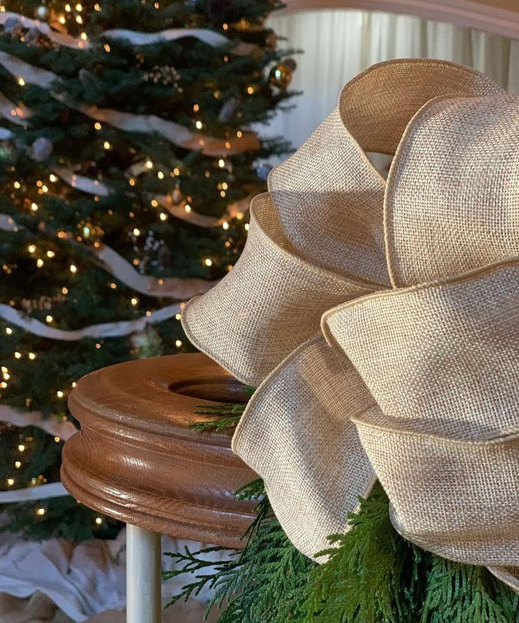 Burlap Ribbon Fabric Wired Edge 20 Yards for Decoration (2.5inch, Natural) 🍁 All In One Marketplace Canada