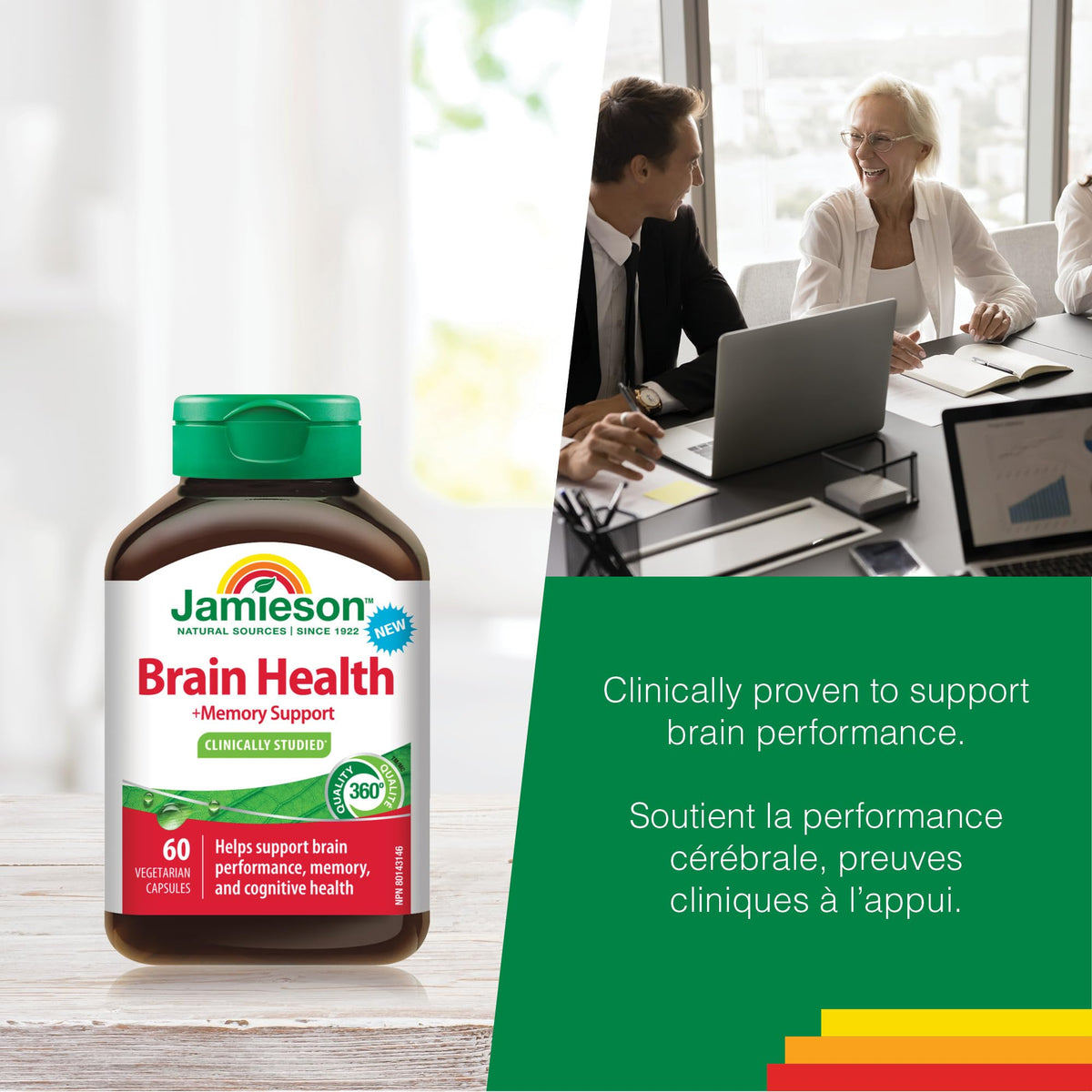 Jamieson Brain Health & Memory Support, BacoMind, Bacopa Monnieri, Supports Brain Health, Performance, and Memory. NON-GMO, 60 Capsules, Proudly Canadian