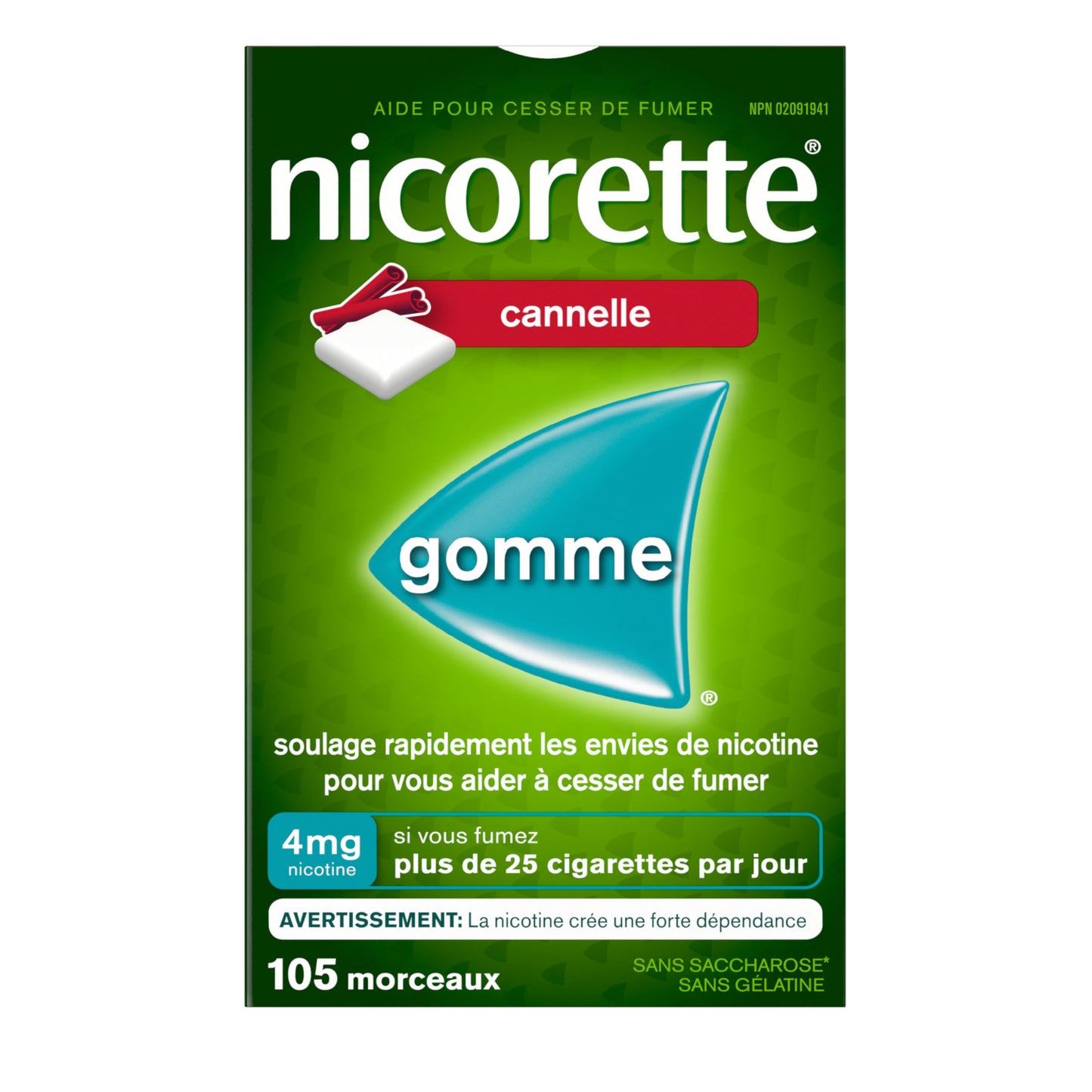 Nicorette 4mg Nicotine Gum, Cinnamon – Quit Smoking Aid with Fast Craving & Withdrawal Relief, Nicotine Replacement Therapy (NRT), 105 Pieces Nicorette