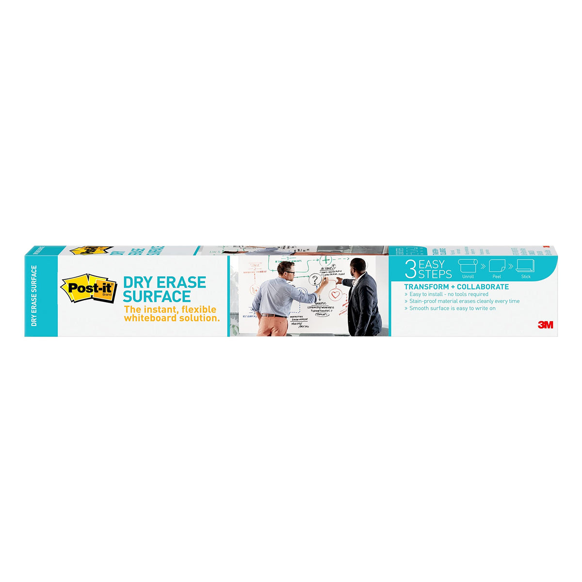 Post-it Dry Erase Whiteboard Film Surface, 3 x 2 ft Roll, White