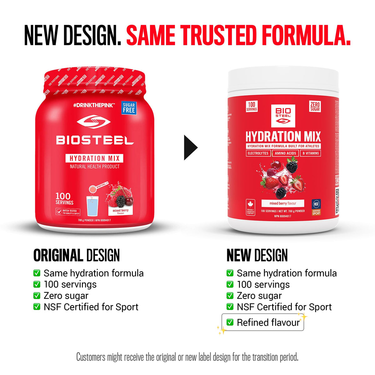 BioSteel Electrolyte Hydration Mix, Mixed Berry, 100 Servings