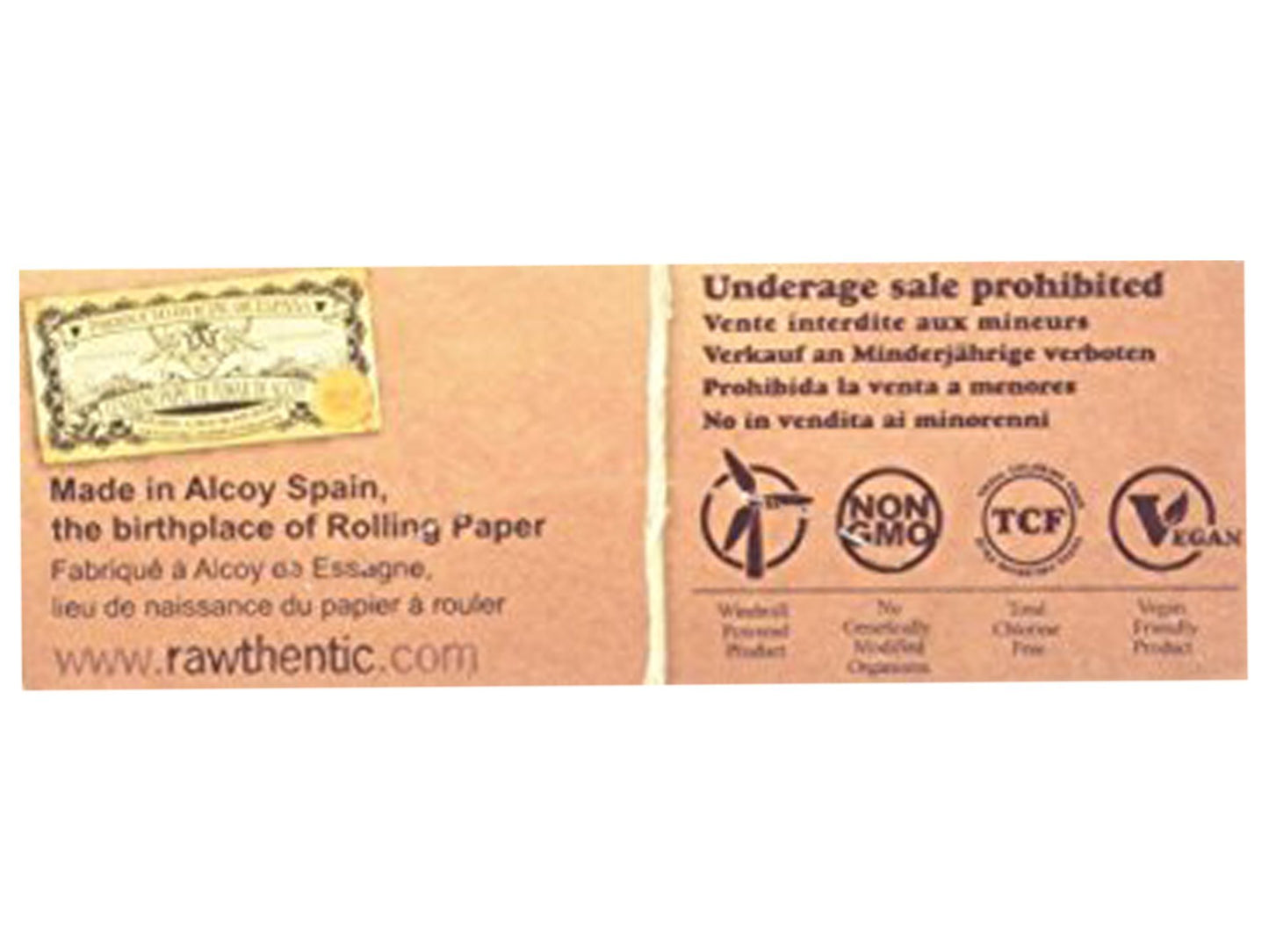 RAW Classic Unrefined Rolling Paper 1 1/4 Size - 24 Packs of 32 Papers Each Raw