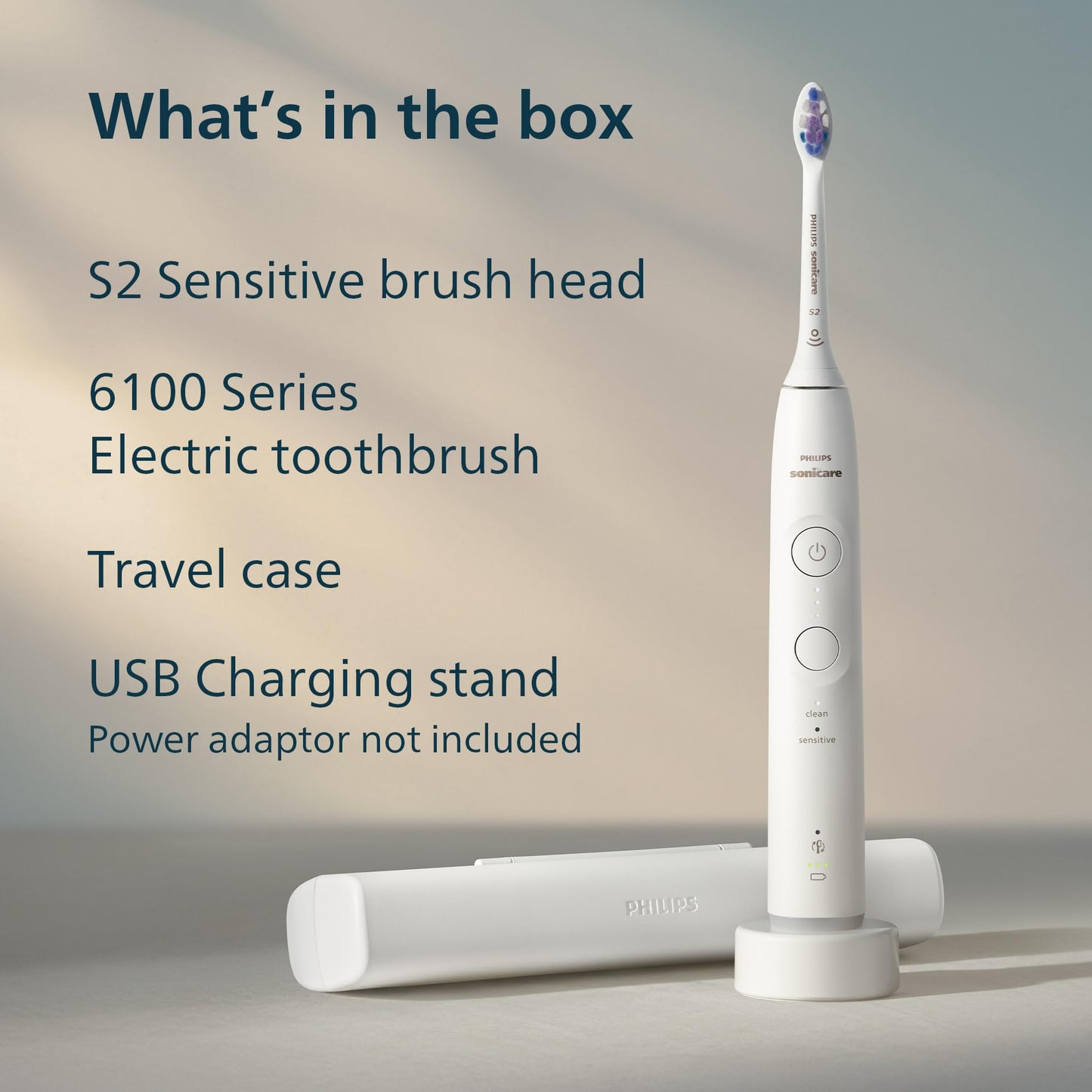 Philips Sonicare 6100 Series Electric Toothbrush - Next-Generation Sonicare Technology, Pressure Sensor, 6 Brushing Settings, SmarTimer, BrushPacer, 21-day Runtime, Travel Case, White, Model HX7400/05 - Available at All In One Marketplace Canada