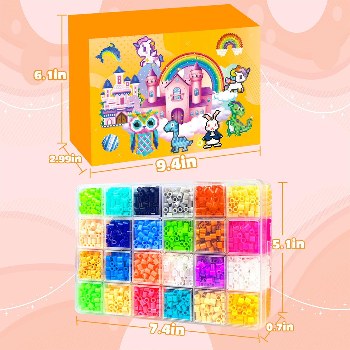 Fuse Beads Kit - 72 Colors 5mm Fuse Bead Set with Pegboards, Ironing Papers and Accessories, Fuse Beads 3 Boxes, DIY Craft Kits for Kids, Arts and Crafts Gifts for Girls & Boys Christmas Birthday 🍁 All In One Marketplace Canada