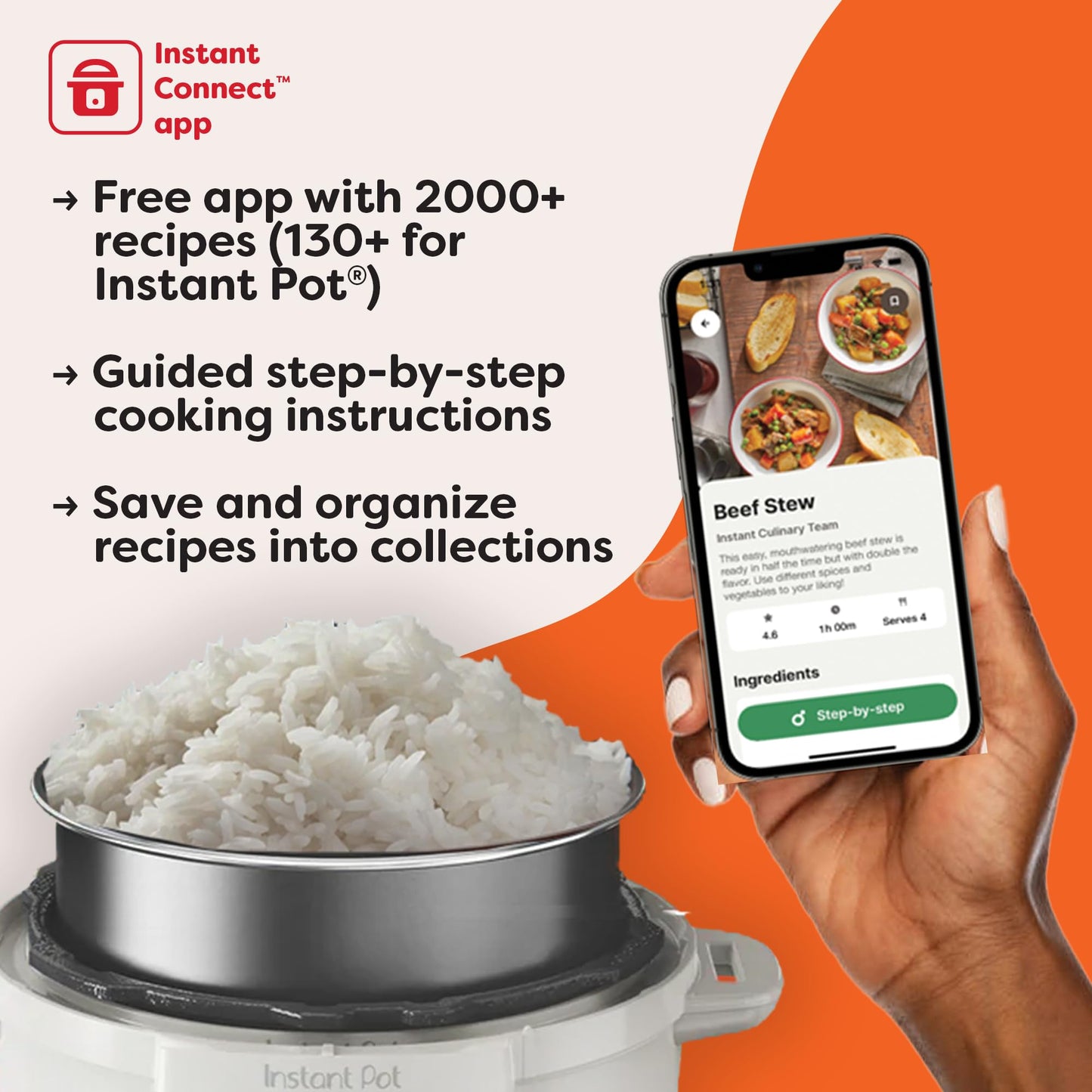 Instant Pot RIO, 7-in-1 Electric Multi-Cooker, Pressure Cooker, Slow Cooker, Rice Cooker, Steamer, Sauté, Yogurt Maker, & Warmer, Includes App With Over 800 Recipes, 6 Quart Instant Pot