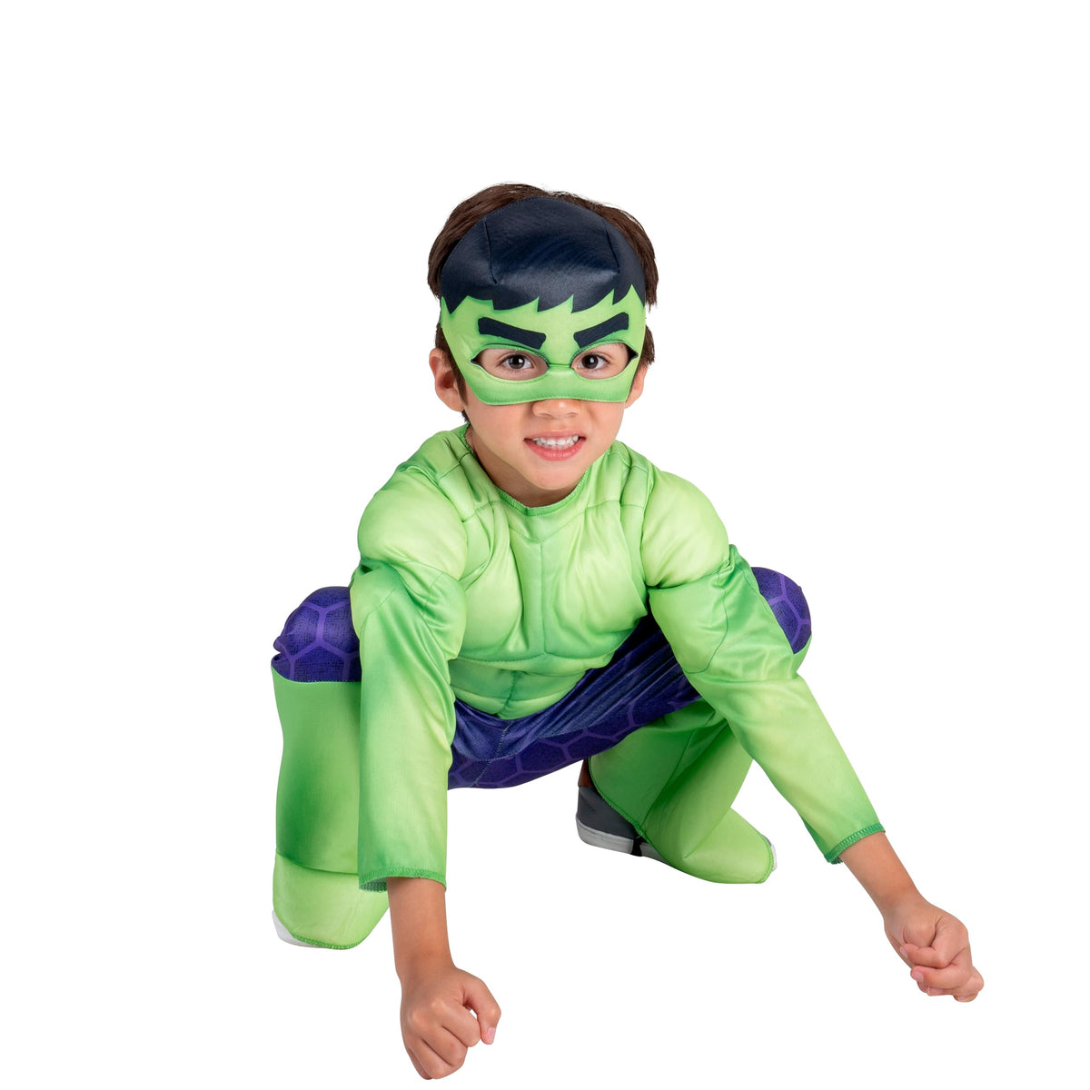 Déguisement d'Halloween officiel Hulk pour tout-petit Marvel - Combinaison rembourrée de qualité supérieure et masque en tissu (3T-4T)