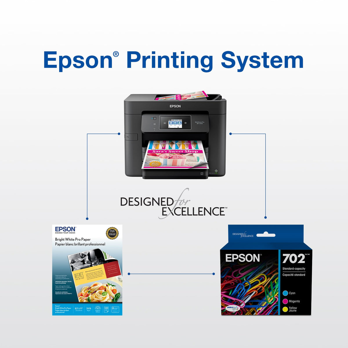 Epson 702 Genuine Ink Cartridge Black and Color Combo Pack T702120-BCS