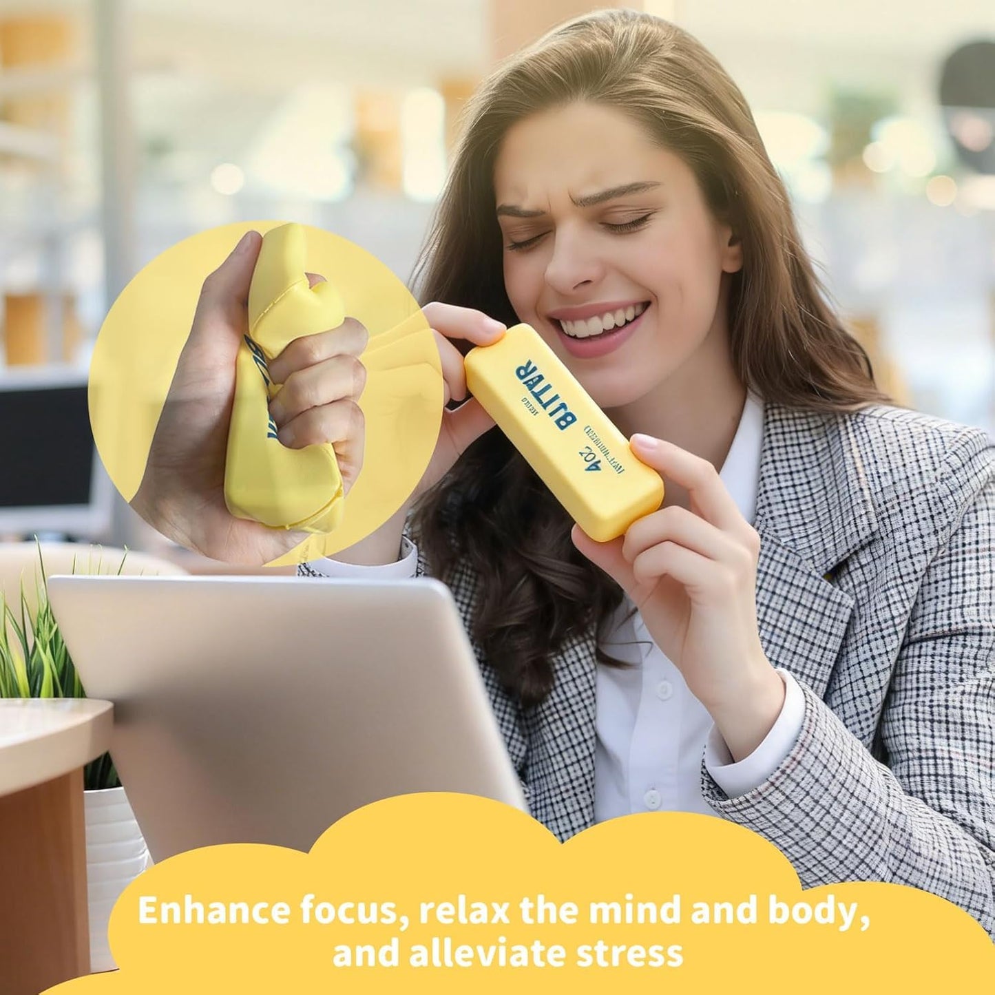 2Pcs Cute Butter Squeeze Stress Balls,Slow Rebound Realistic Soft Butter Stick Fidget,Slow Rising Portable for Adults Anxiety & Stress Relief