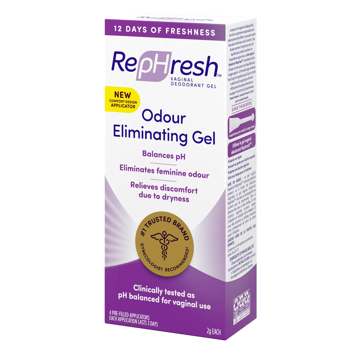 RepHresh Odour Eliminating Vaginal Deodorant Gel, 4 Applicators