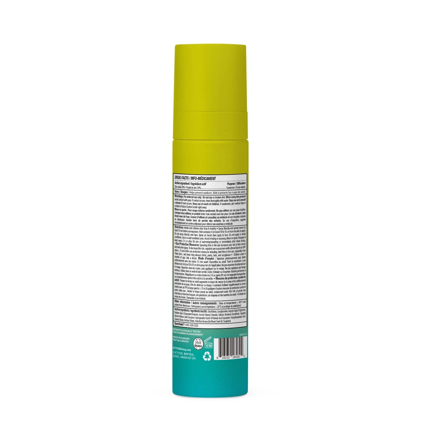 ATTITUDE Mineral Sunscreen Lightweight Lotion SPF 50, Broad Spectrum Zinc Oxide, EWG Verified, Non-Nano, Water-Resistant 80 Minutes, Non-Greasy for Face & Body, Vegan, Unscented, 80 grams