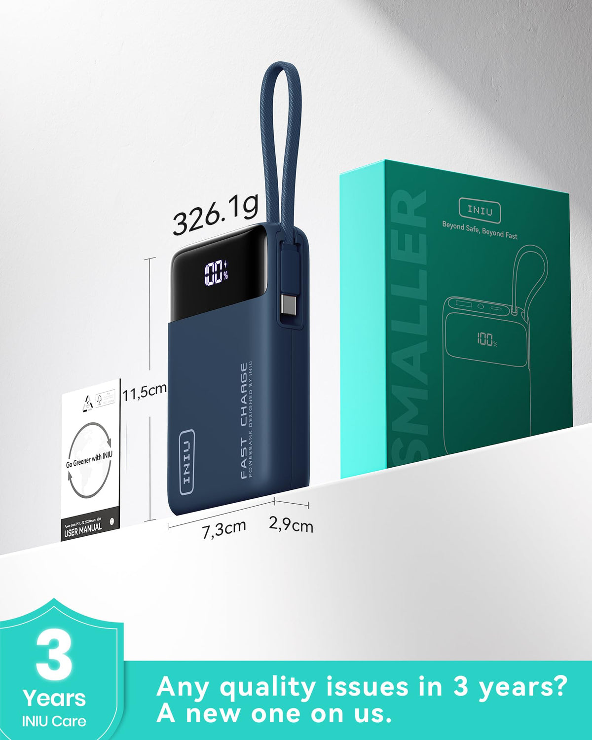 INIU 20000mAh Power Bank, Smaller 45W Fast Charging Travel Portable Charger