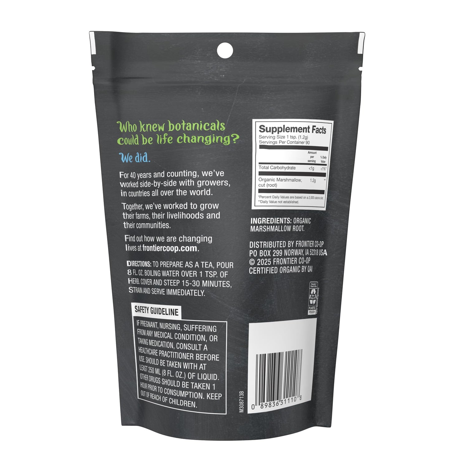 Frontier Co-op Organic Marshmallow Root - Cut & Sifted Herb for Tea, Powder & More - 3.81 oz
