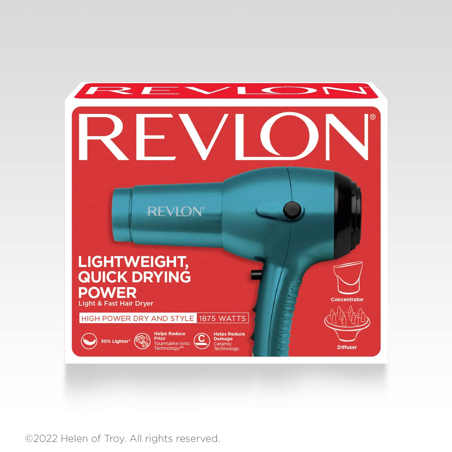 Revlon RV544FBLF Advanced Ionic Technology™ Hair Dryer with Diffuser, Powerful, Hair Dryer with Concentrator, Quick Dry, Lightweight, 2 Heat/Speed Settings, Less Frizz, Shiny and Smooth Hair, Blue - Available at All In One Marketplace Canada