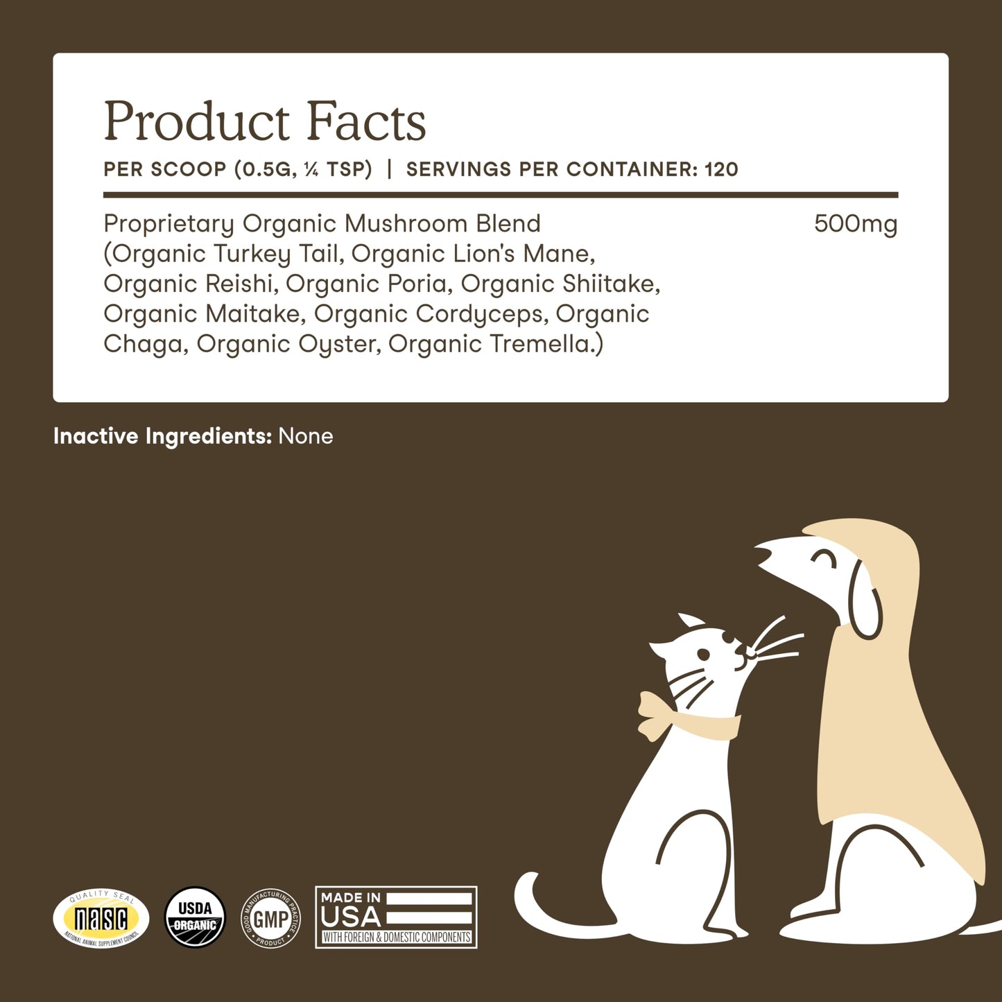 Fera Pets Turkey Tail Mushroom for Dogs & Cats - USDA Organic Supplement - Cognitive and Immune Support - Enhances Liver Function - Supports a Healthy Gut - Powder - 120 Scoops - Available at All In One Marketplace Canada