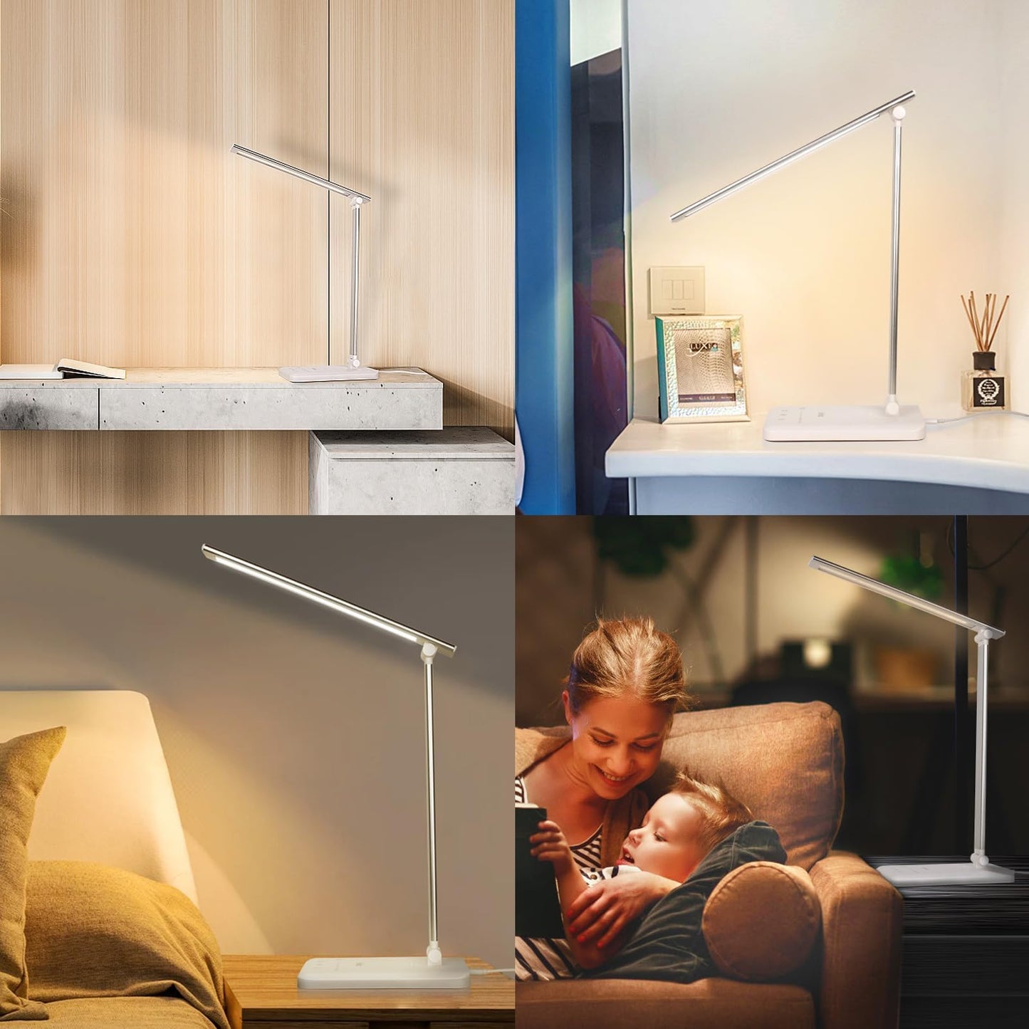 Semlos Desk Lamp, Dimmable LED Table Lamp with 25 Lighting Modes, Eye-Caring Touch Control Desk Light, 45 Min Auto Timer & Memory, White - Available at All In One Marketplace Canada