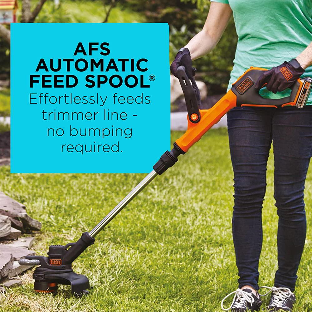 BLACK+DECKER 20V MAX Cordless String Trimmer with Power Drive Transmission, 2-Speed Control, Auto Feed, 12-Inch (LST522-CA) BLACK+DECKER