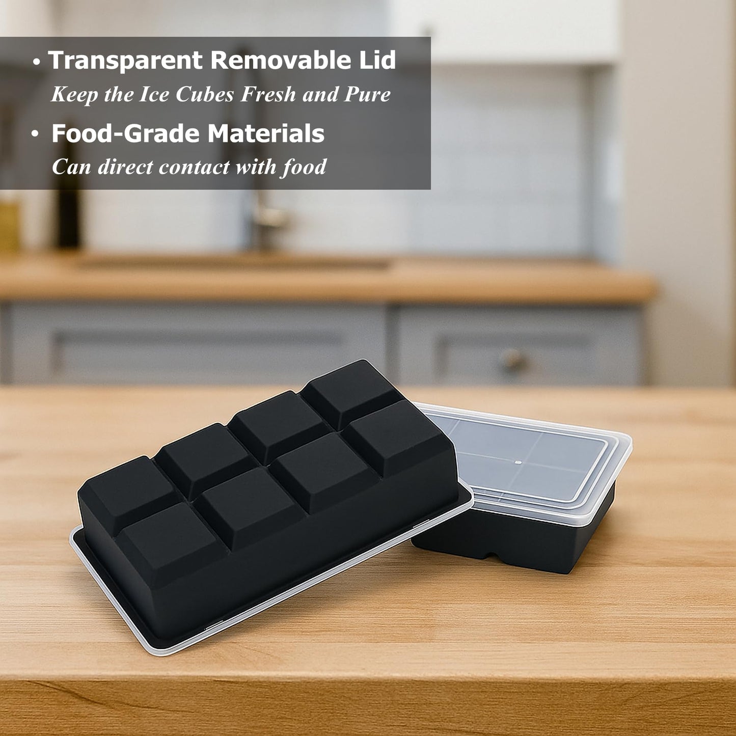 Bangp Large Ice Cube Tray for Whiskey,2 Pack Stackable Big Ice Cube Molds Make 16 Big Whiskey Ice Cubes,Easy Release Square Ice Cube Maker for Cocktails,Whiskey,Soups and Frozen Treats - Available at All In One Marketplace Canada