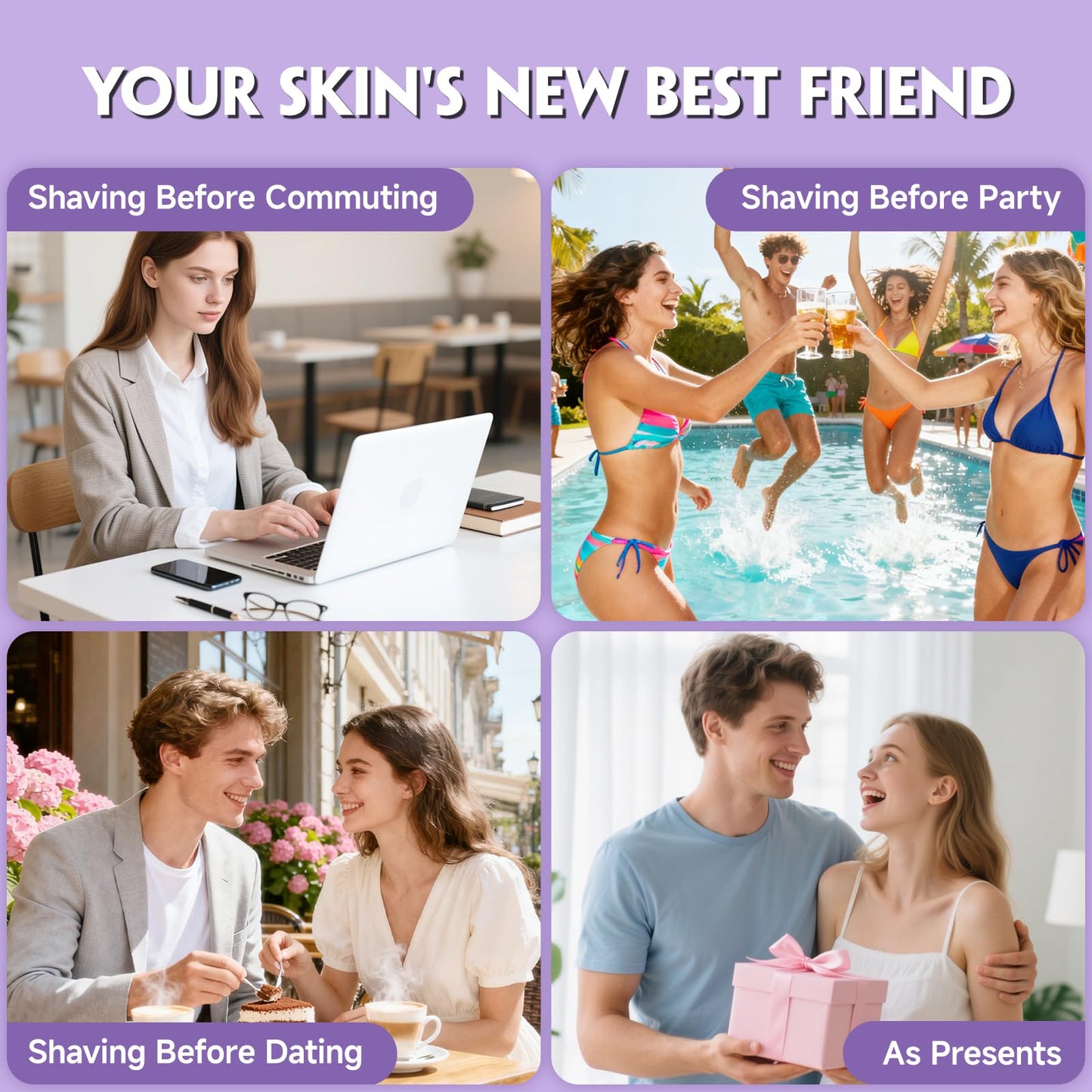 Electric Bikini Trimmer for Women - Tiovara Painless Electric Shaver,Cordless Electric Razors IPX7 Waterproof Pubic Hair Removal with USB Charge Dock for Bikini Underarm Leg Arm Body Face Silk Skin
