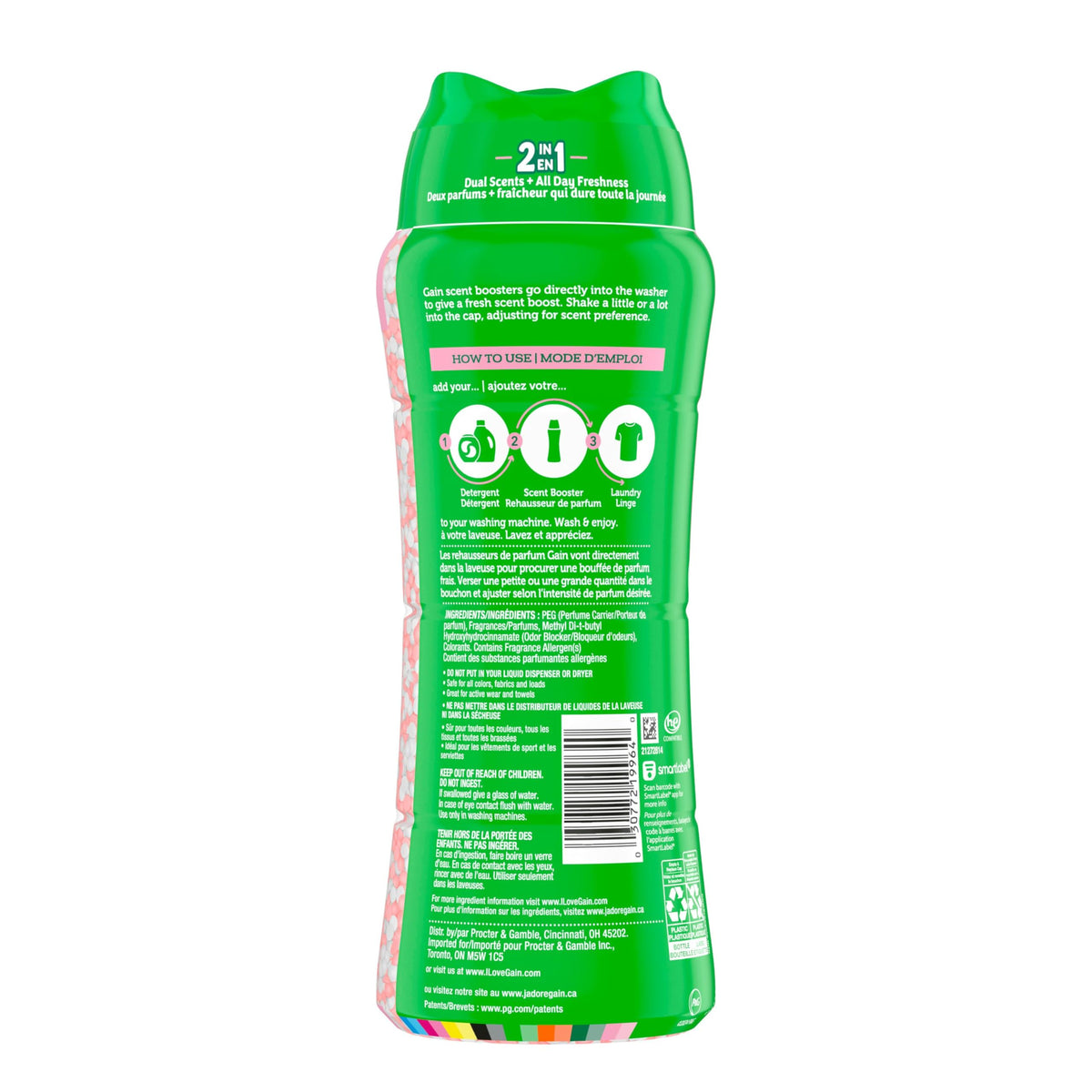 Gain Tango 2-in-1 Laundry Scent Booster Beads, Strawberry and Shea Scent, Laundry Beads with Dual Scents Plus All Day Freshness, 598 Grams