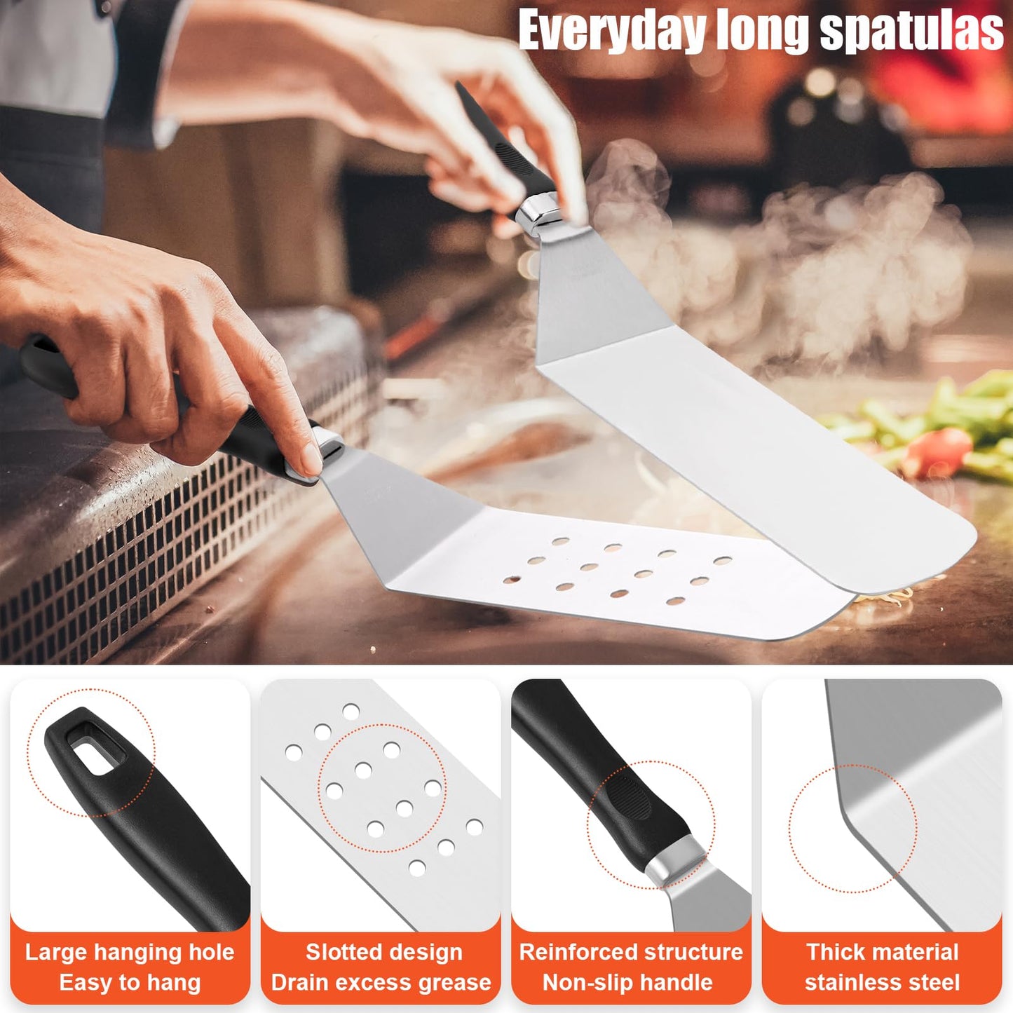 RINPIR 42pcs Griddle Accessories Kit for Blackstone, Flat Top Grill Spatula Set with Enlarged Spatulas, Melting Dome and Burger Press, Professional Hibachi Tools Gifts for Outdoor BBQ Teppanyaki - Available at All In One Marketplace Canada
