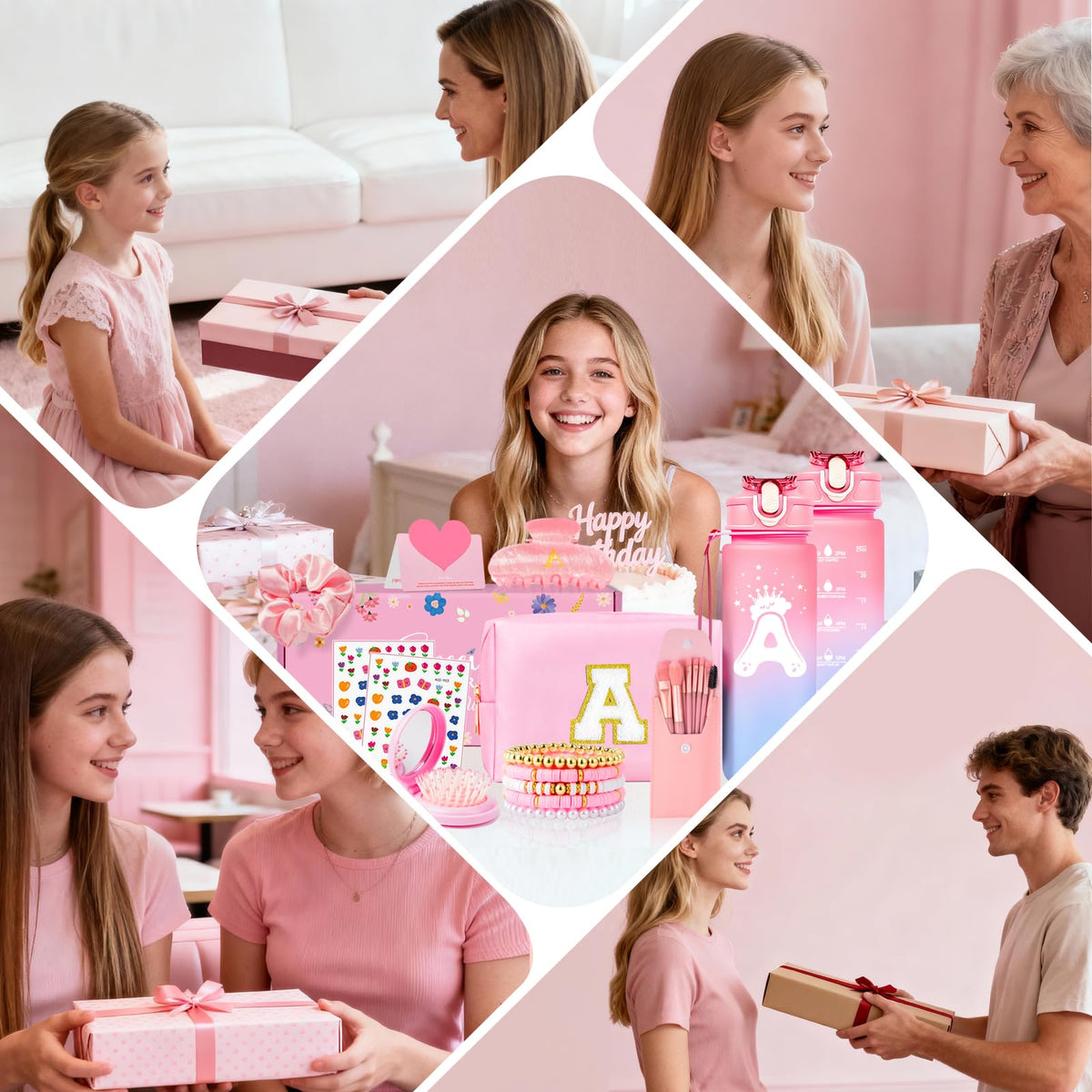 Initial Makeup Bag - Christmas Gifts for Her Birthday Gifts for 4 5 6 7 8 9 10 11 12 Year Old Teenage Girls, Personalized Teen Girl Stuff - Preppy Cosmetic Bags for Tween Girls Women (Pink A) 🍁 All In One Marketplace Canada