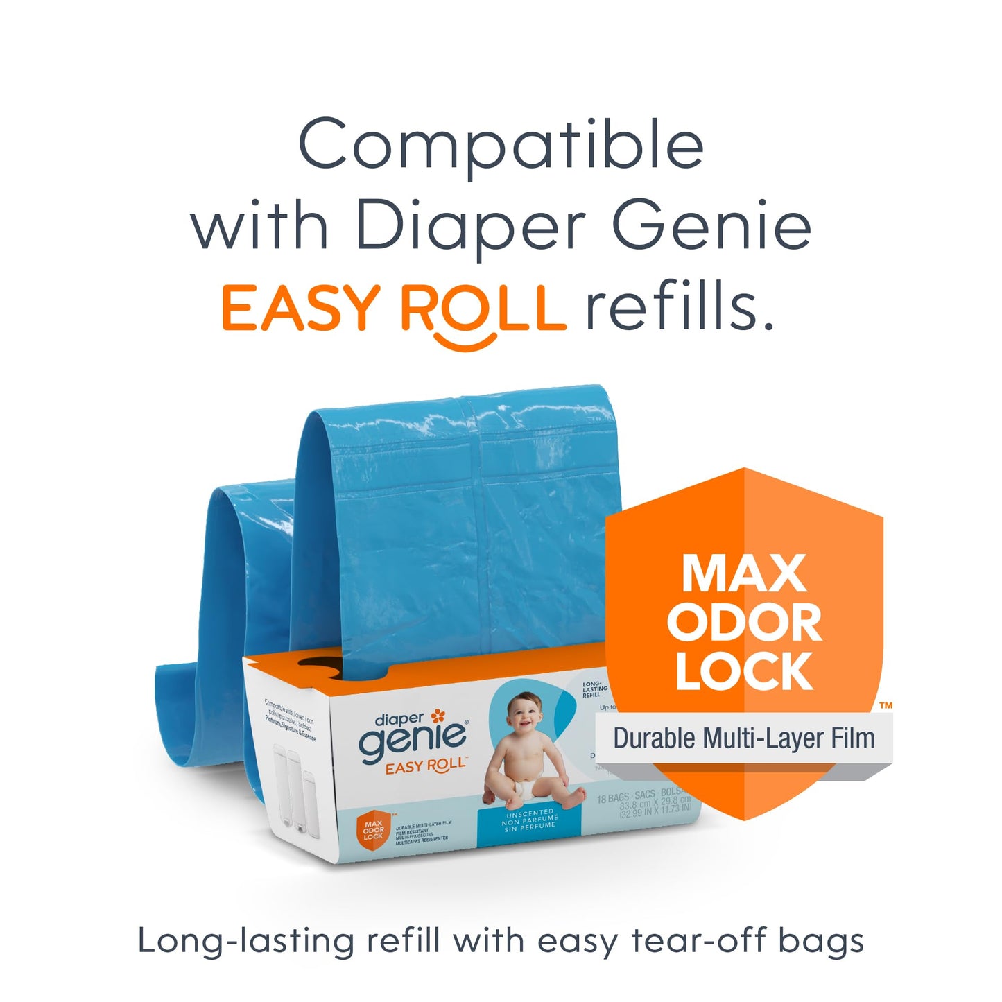 Diaper Genie Platinum Diaper Pail Gift Set, 2 Easy Roll Refills (48 Bags)