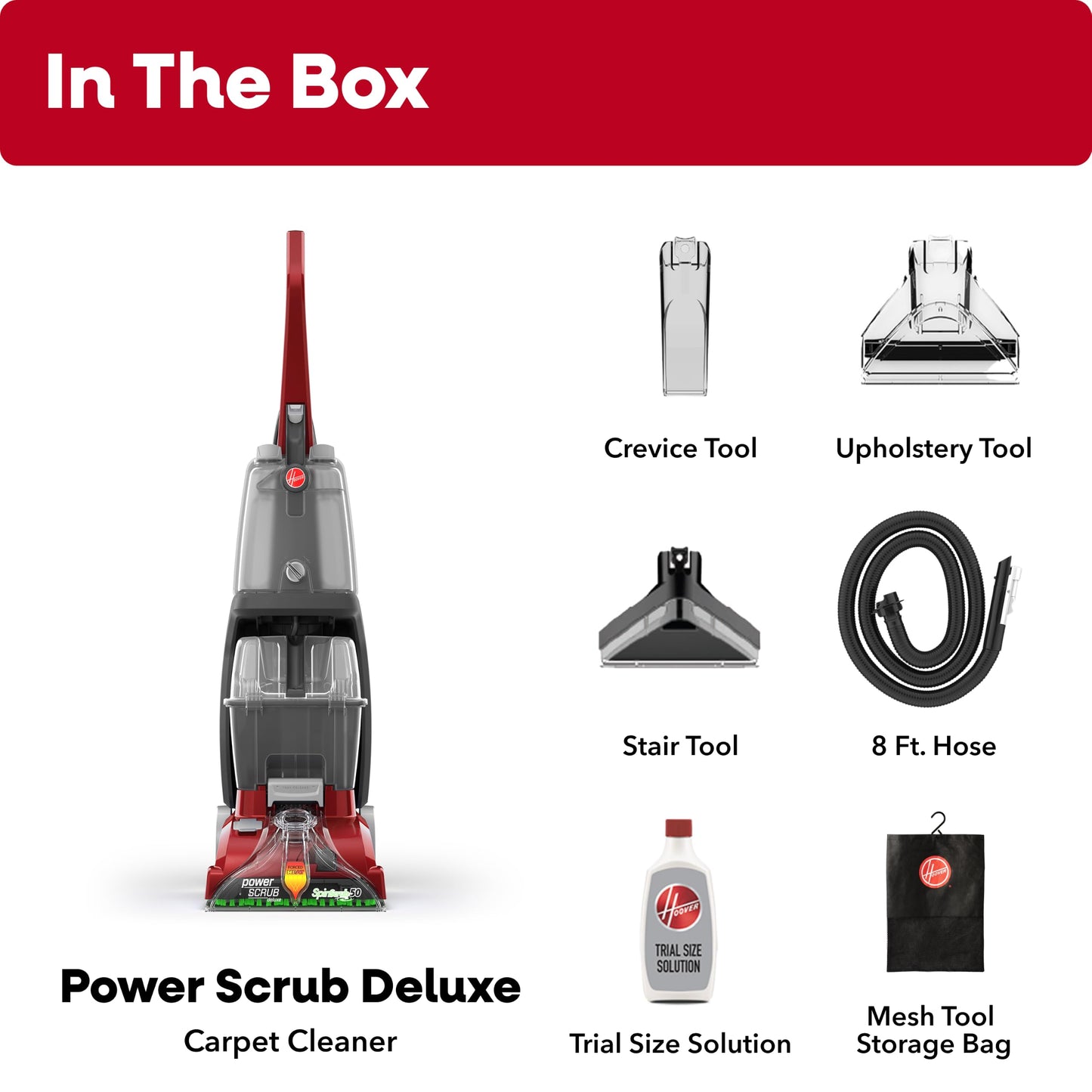 Hoover PowerScrub Deluxe Carpet Cleaner, Deep Cleaning Carpet & Upholstery Shampooer with Multi‑Purpose Tools, FH50150NC