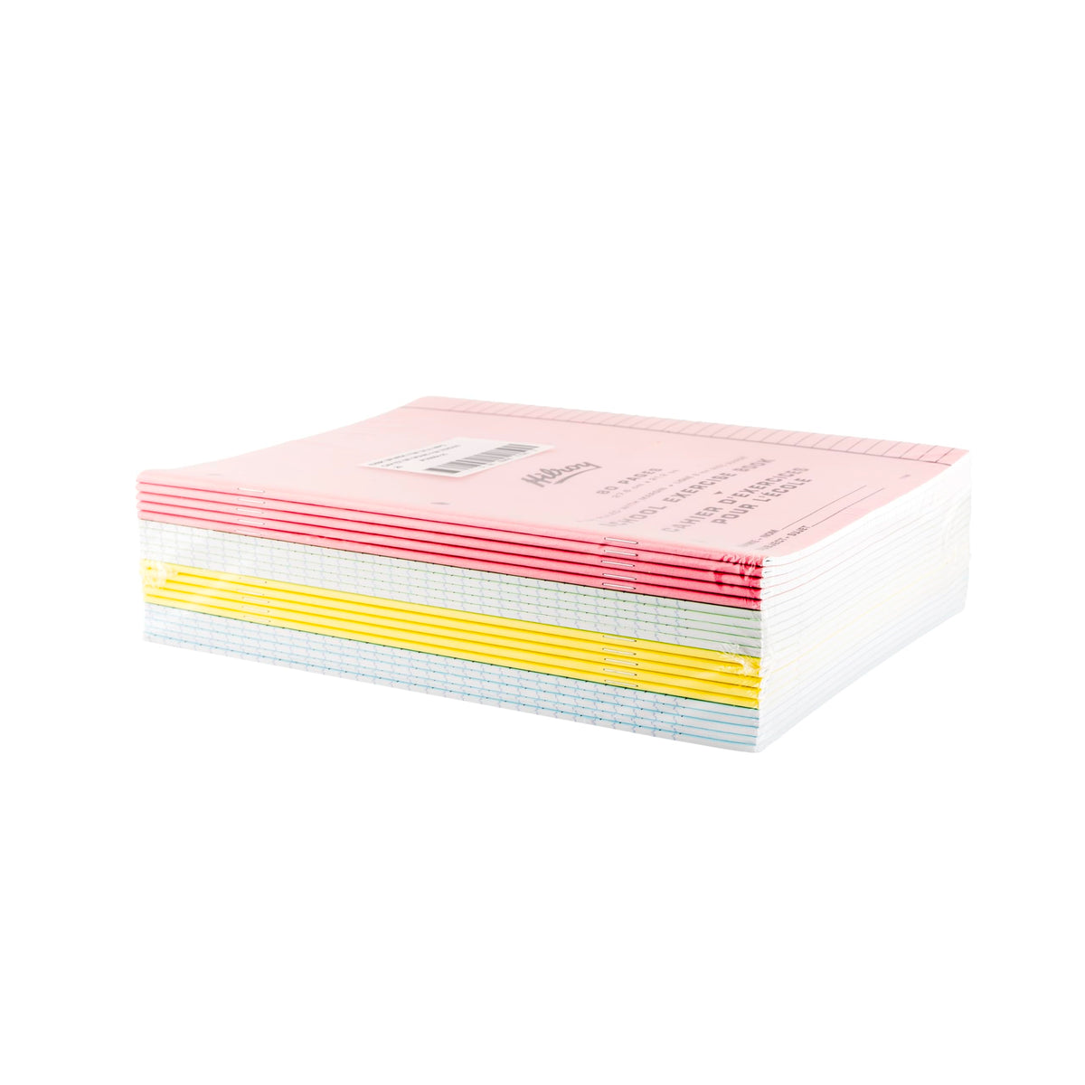 Hilroy Stitched Exercise Book, 8 mm Ruled with Margin, 3-Hole Punched, 80 Pages/40 Sheets, 20-Pack, Assorted Colour Covers (11185)