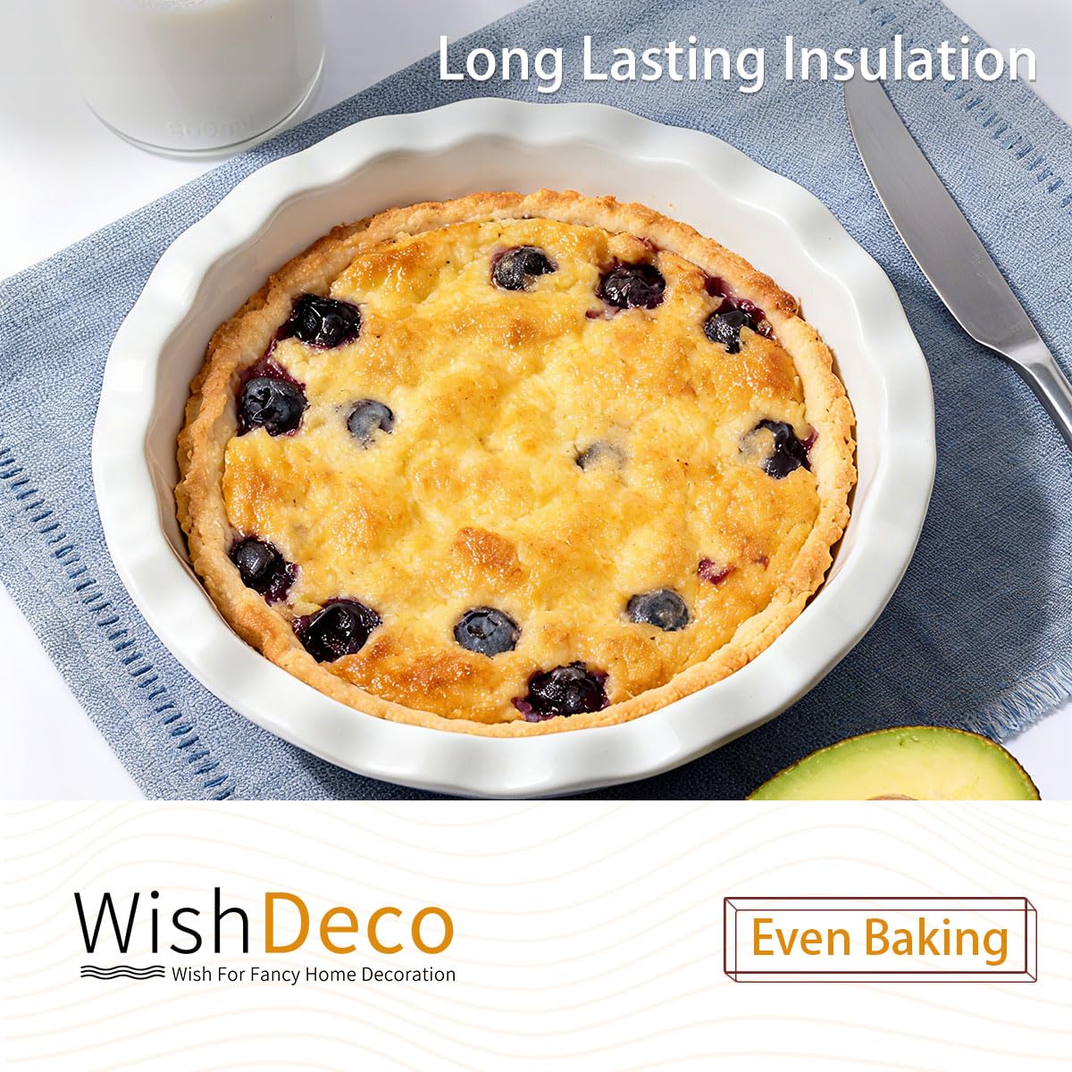 WishDeco Ceramic Pie Pan for Baking 23cm / 9inch Capacity 1500ml / 50oz 🍁 All In One Marketplace Canada