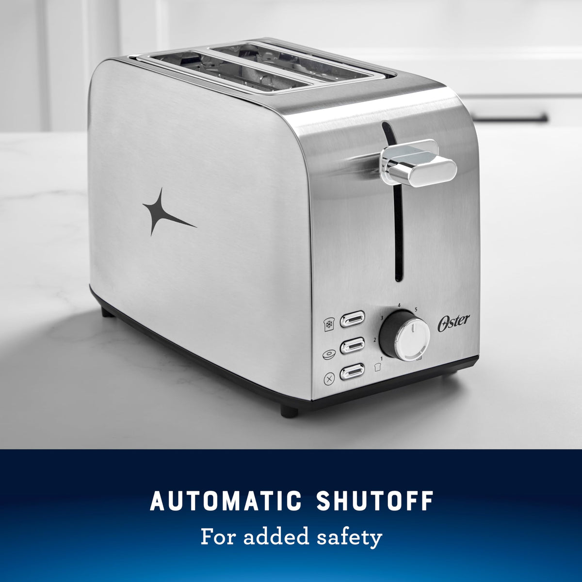 Oster 2 Slice Toaster, With 7 Browning Settings, Extra Wide Slots For Bagels and Special Breads, Removable Easy-to-Clean Crumb Tray, Cancel/Defrost/Bagel, Stainless Steel