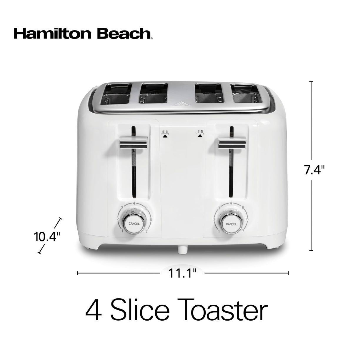 Hamilton Beach 4-Slice Toaster, White, Extra-Wide Slot Toaster with Shade Selector, Cancel Function, Toast Boost, Auto Shutoff, Removable Crumb Tray, 24218