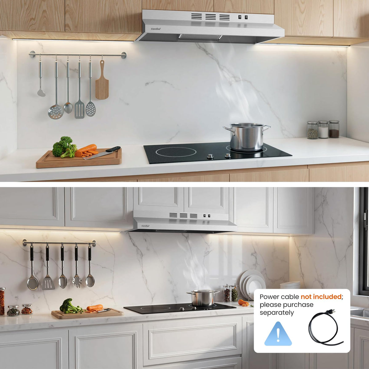Comfee Range Hood 30 Inch, Under Cabinet, Vent Hood, Stainless Steel