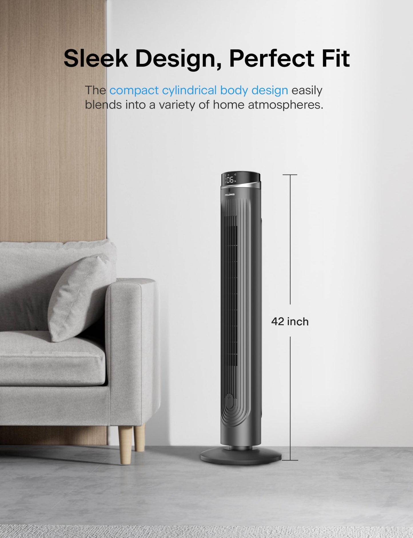 Pelonis 42 inch Tower Fan for Bedroom, 5 Speeds, 4Modes with 28ft/s Standing Fan, 90° Oscillating Fans for Indoors, 15H & 23dB Quiet Timer, householad fans with Remote Control 🍁 All In One Marketplace Canada