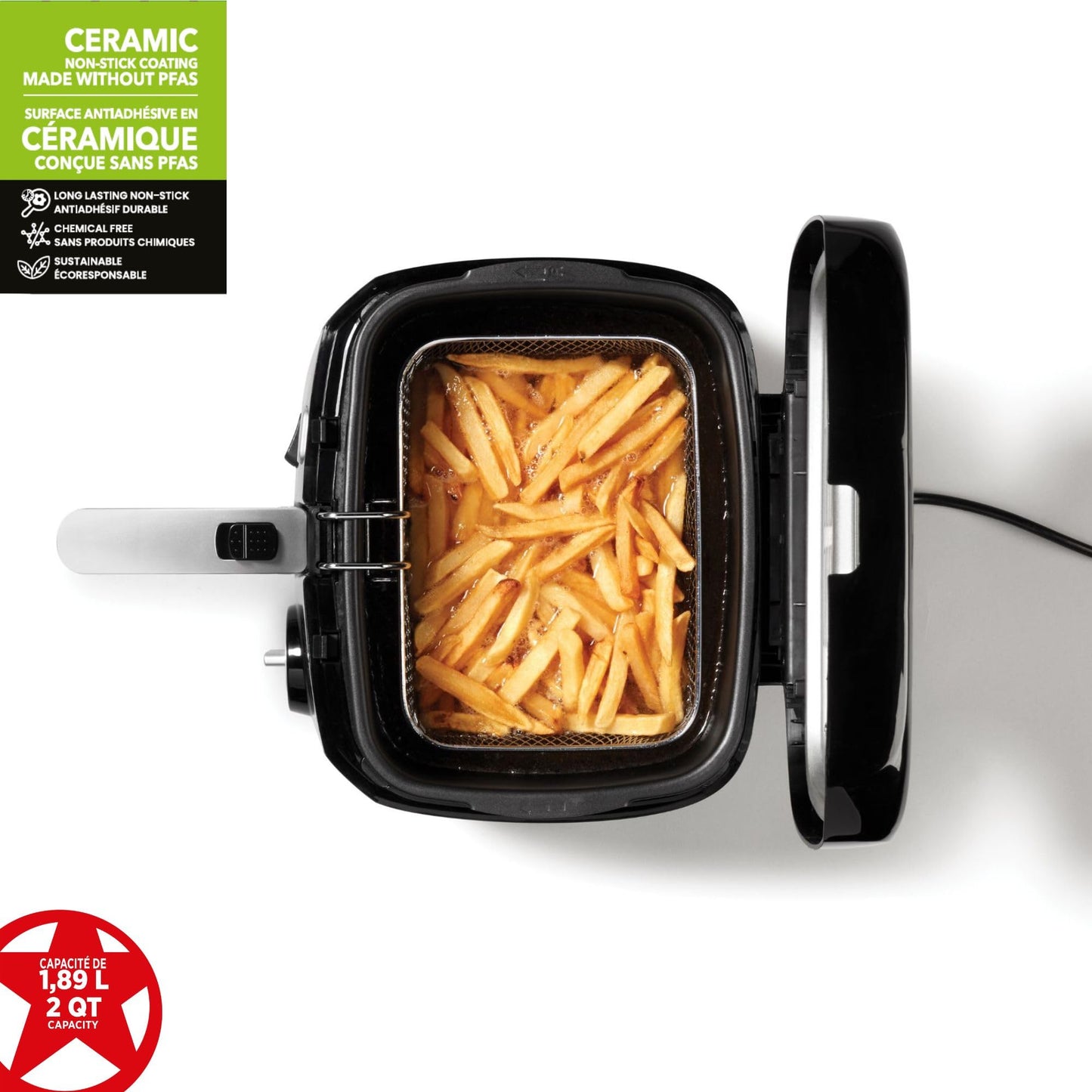 Starfrit Deep Fryer, 2.5L Capacity, Ceramic Bowl, Black Starfrit