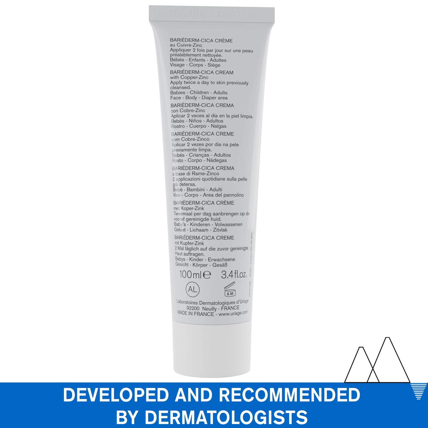 Uriage Bariéderm-CICA Repair Cream With Copper-Zinc & Hyaluronic Acid - Multi-Purpose Cream For Marks, Weakened & Irritated Skin - Face & Body Moisturizer For The Whole Family - 100ml 🍁 All In One Marketplace Canada Uriage
