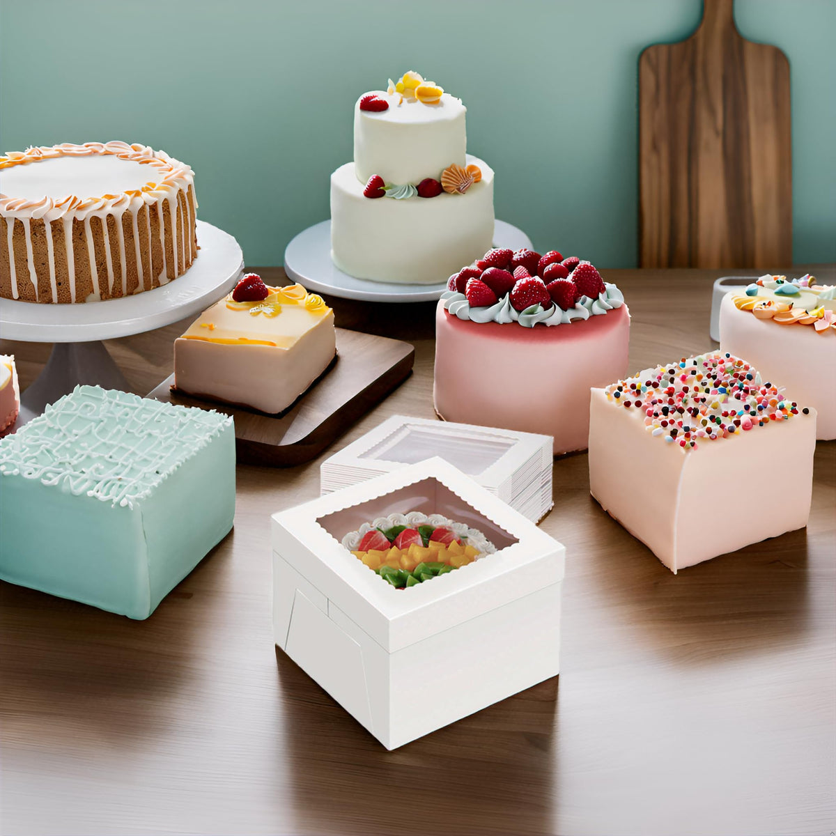 Packpal 24Pcs Cake Boxes 10 Inch (24pcs boxes), White Bakery Boxes With Windown For Baking, Cajas Pasteles, Cookie, Pastries, Pie, Wedding, Birthday, 10x10x8inch 🍁 All In One Marketplace Canada