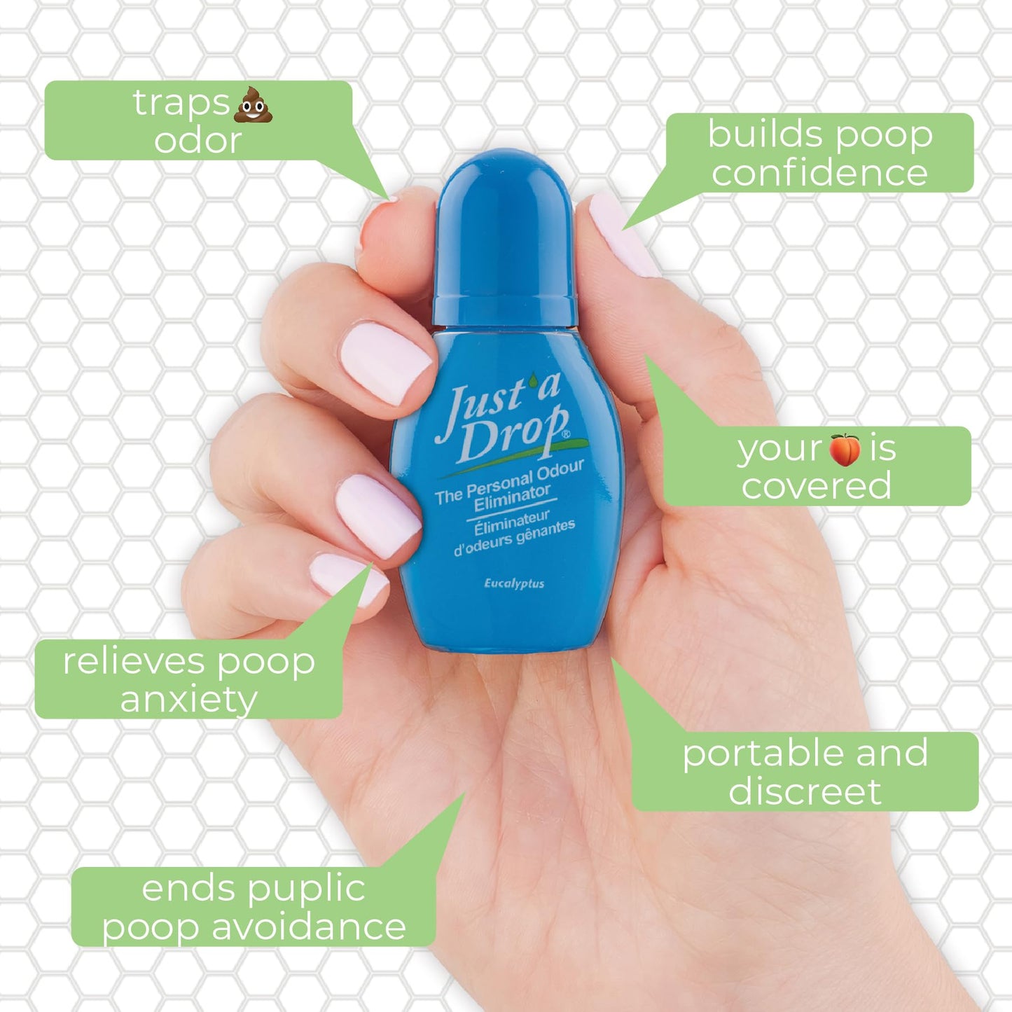 Just a Drop Before You Go Pocket Toilet Drops, Travel Size, Original Eucalyptus, 15 ml, Up to 200 Uses per Bottle, On-The-Go Bathroom Odour Deodorizer with Essential Oils, 3 Pack 🍁 All In One Marketplace Canada