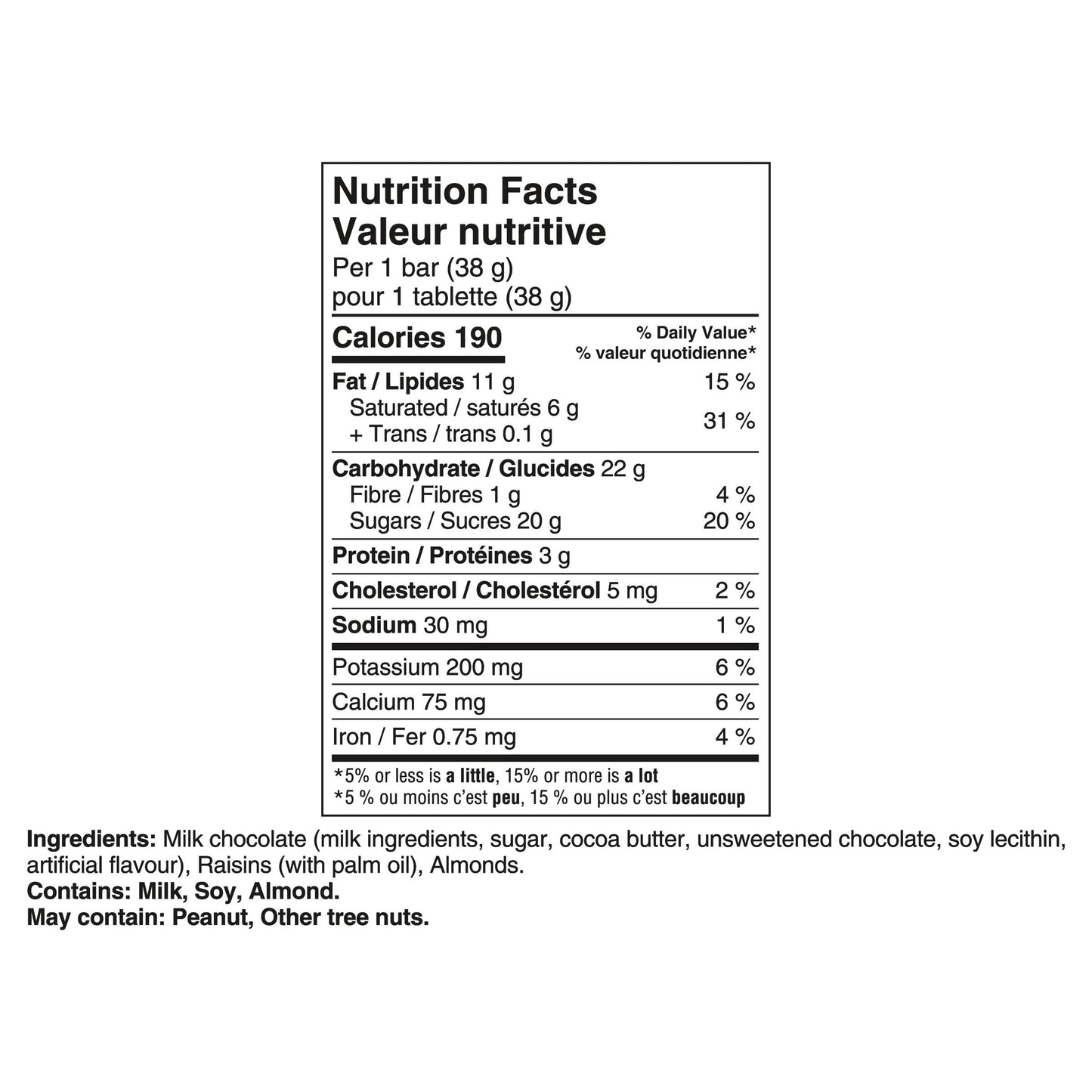 CADBURY DAIRY MILK Fruit & Nut Chocolate Bar - 24 Pack (38g each, 912g total) - Canadian Made