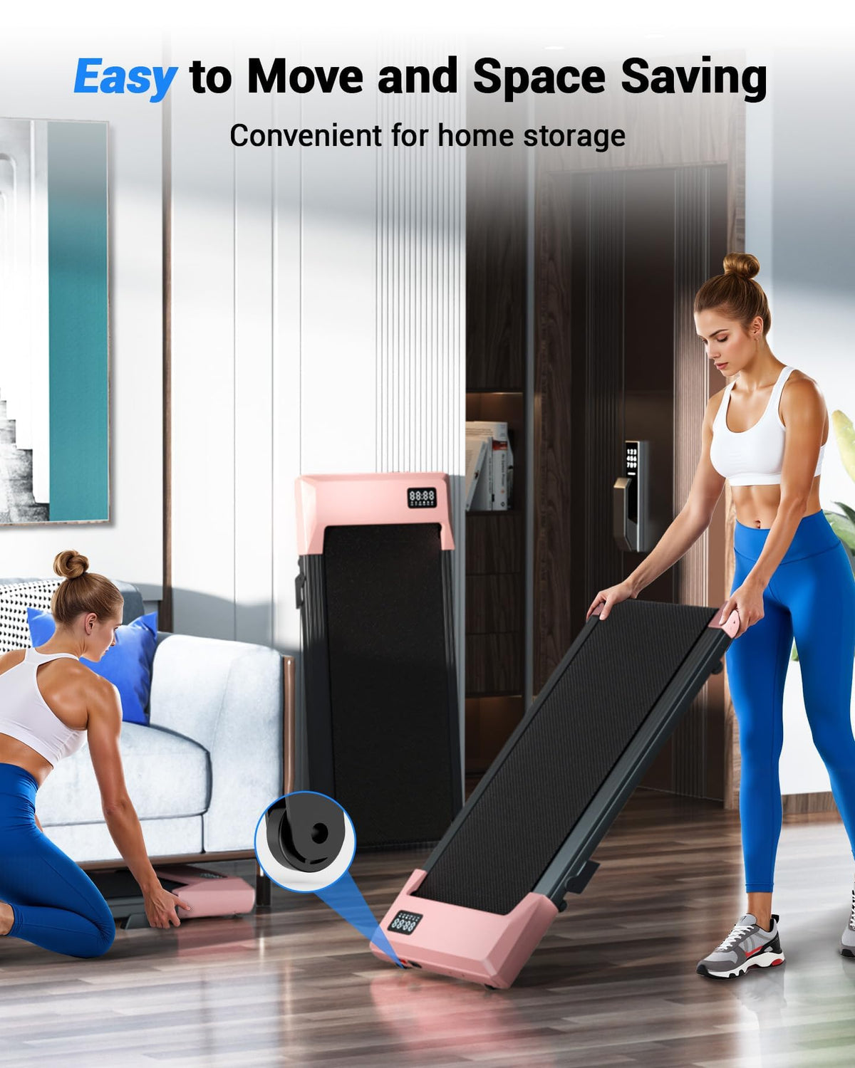 DeerRun 3-in-1 Incline Walking Pad, Under Desk Treadmill with 6% Incline, 2.5HP Quiet Portable Walking Machine for Home Office, 300 lbs Capacity, LED Display & Smart App, Ready-to-Use