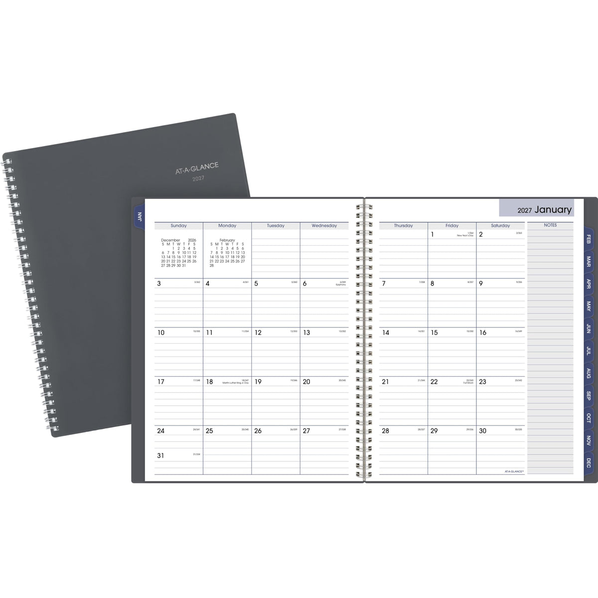 AT-A-GLANCE 2027 Appointment Book Planner, Weekly & Monthly, 8.5" x 11", Quarter-Hourly, DayMinder, Gray (GC5200727)