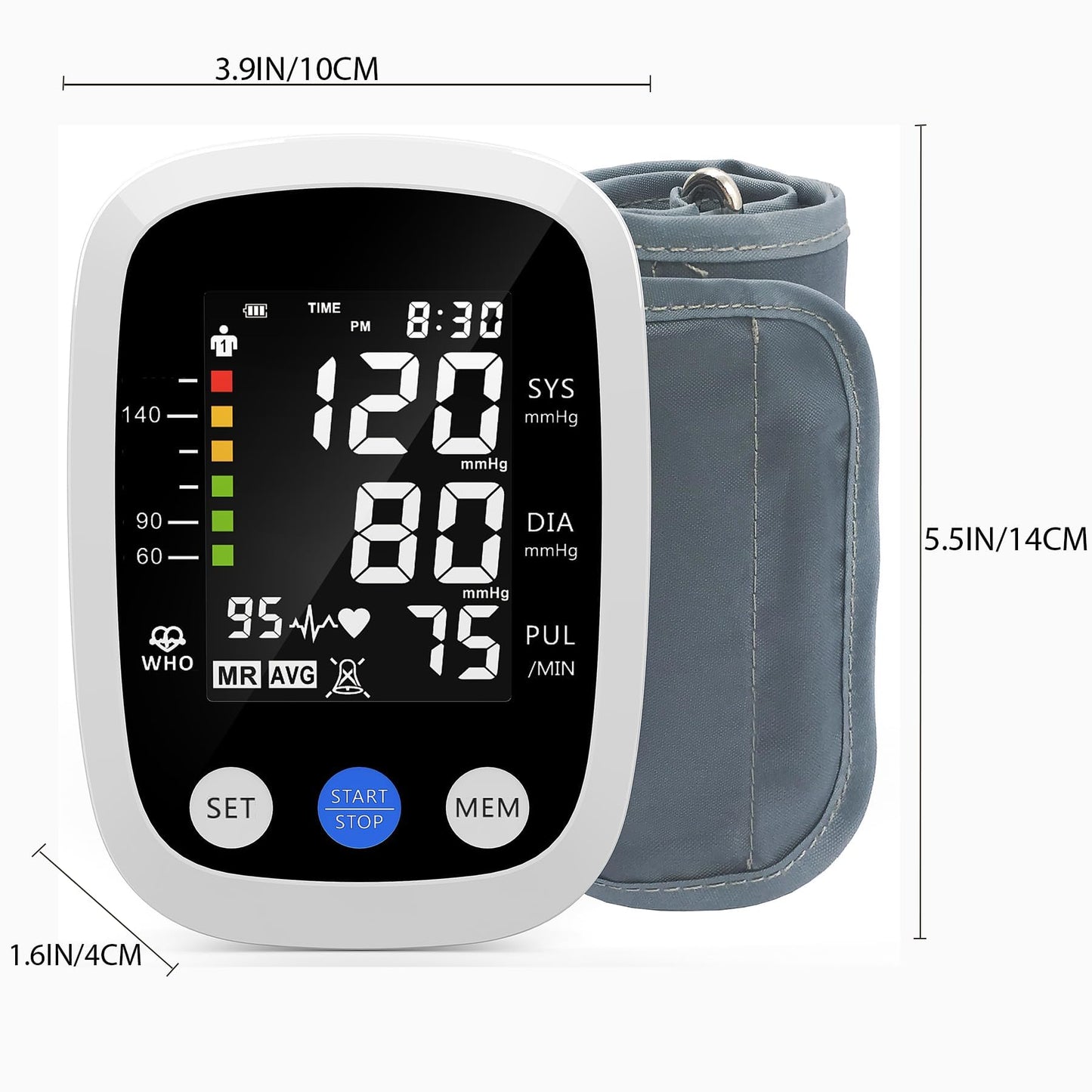 REDIVN Blood Pressure Monitor Automatic Upper Arm Machine & Accurate Adjustable Digital BP Cuff with Large LCD Backlit Display - 2x99 Memory for Home Use with Large Adjustable Cuff