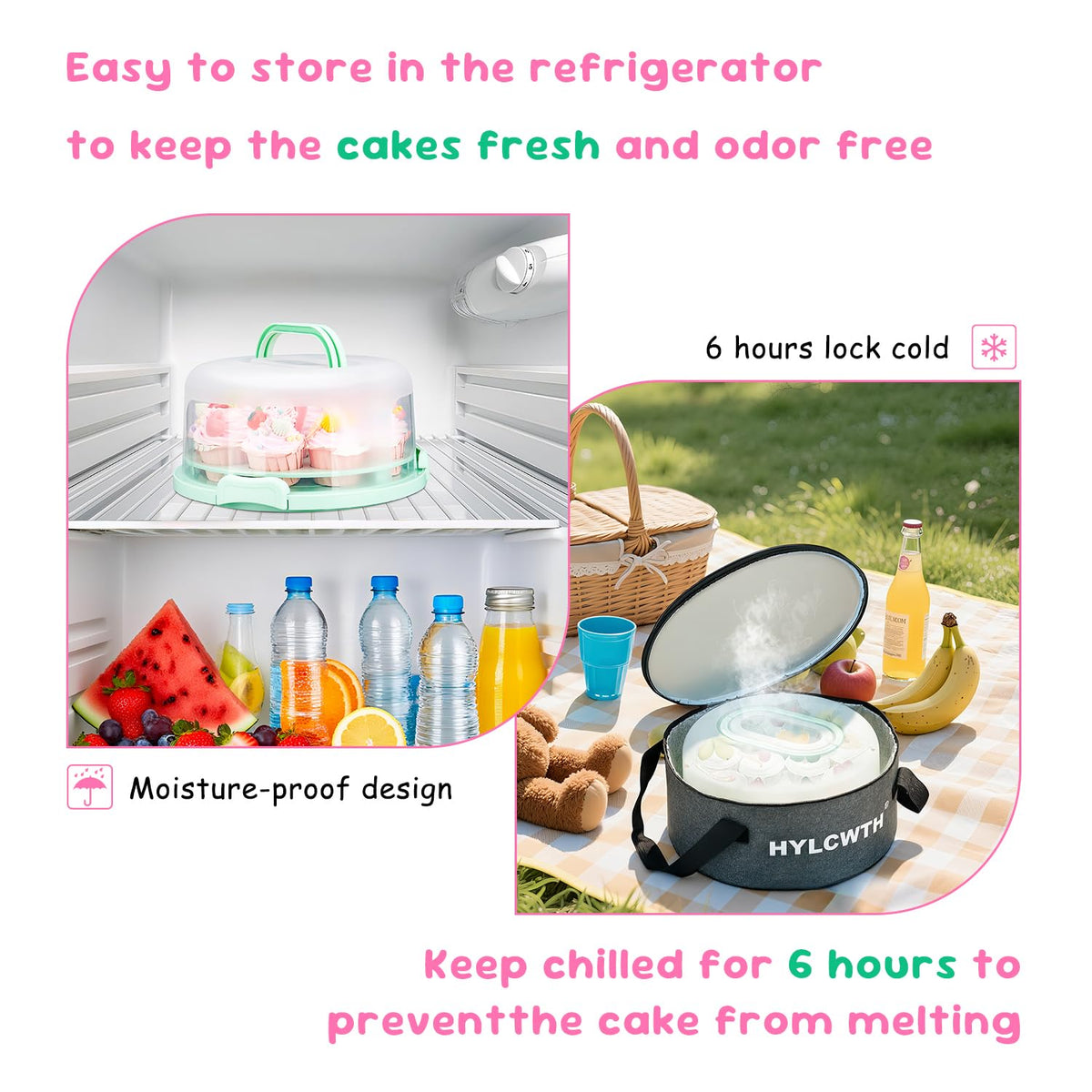 Cake Carrier With Lid And Handle, Bpa-Free Cake Holder With Lid For 10 Inch Round Cake Carrier With 10 pcs Round Golden Cake Boards And Portable Insulated Bag 🍁 All In One Marketplace Canada