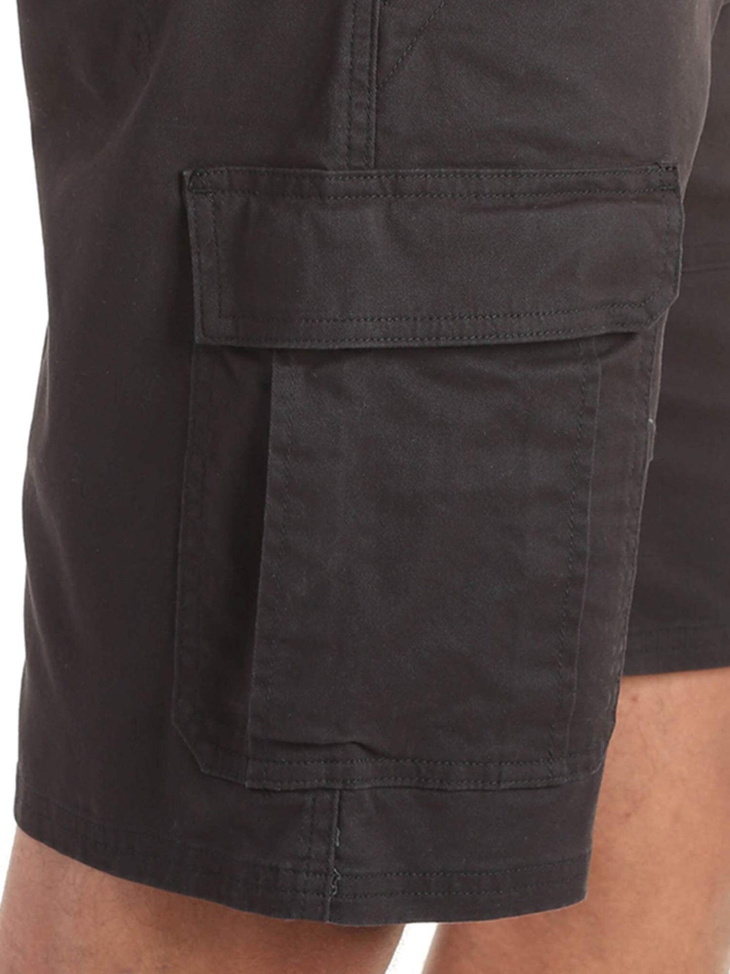 Wrangler Authentics Men's Classic Cargo Stretch Short, Black Twill, 34