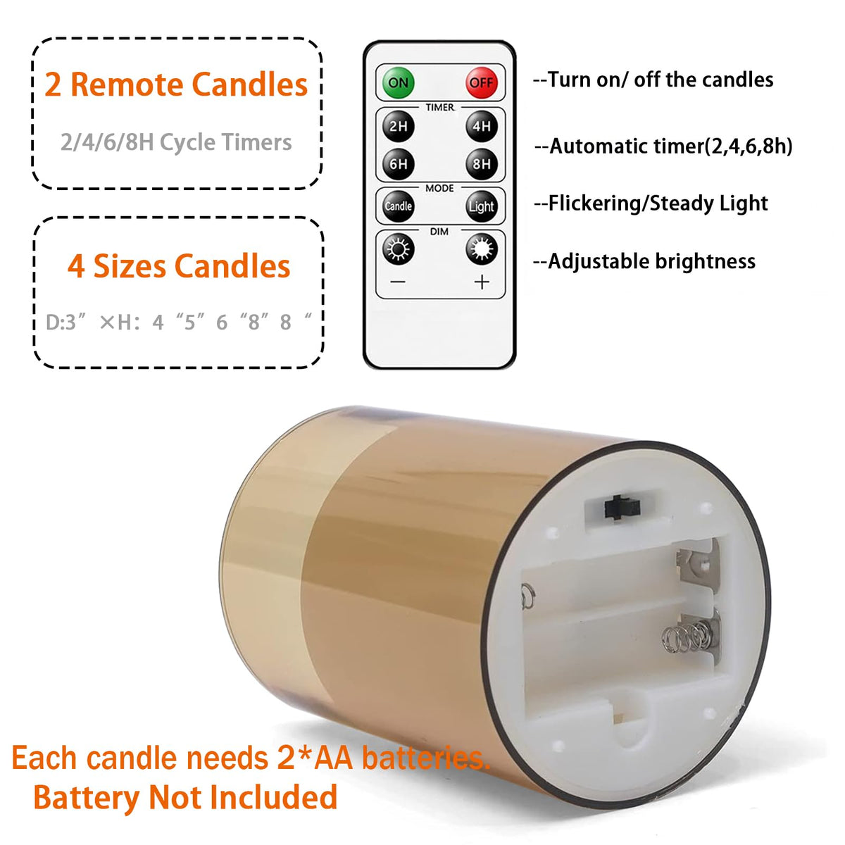 Fo32won Amber Flameless Candles with Remote, LED Pillar Candles Set of 5 🍁 All In One Marketplace Canada