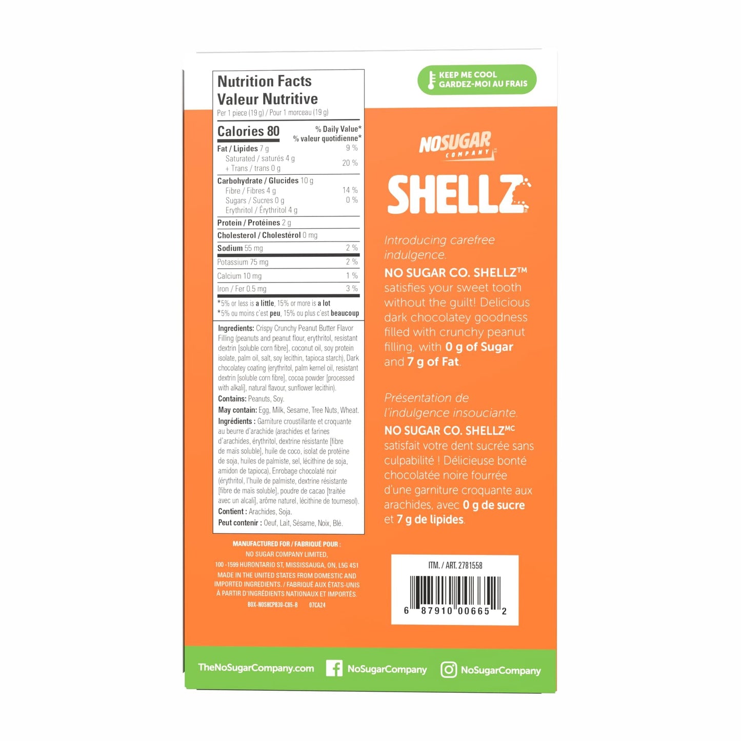 No Sugar Keto Shellz Peanut Crunch - Low Carb (1g), Sugar Free (0g) Chocolate Candy - 30 Pack Individual Wrappers - Gluten Free, Kosher