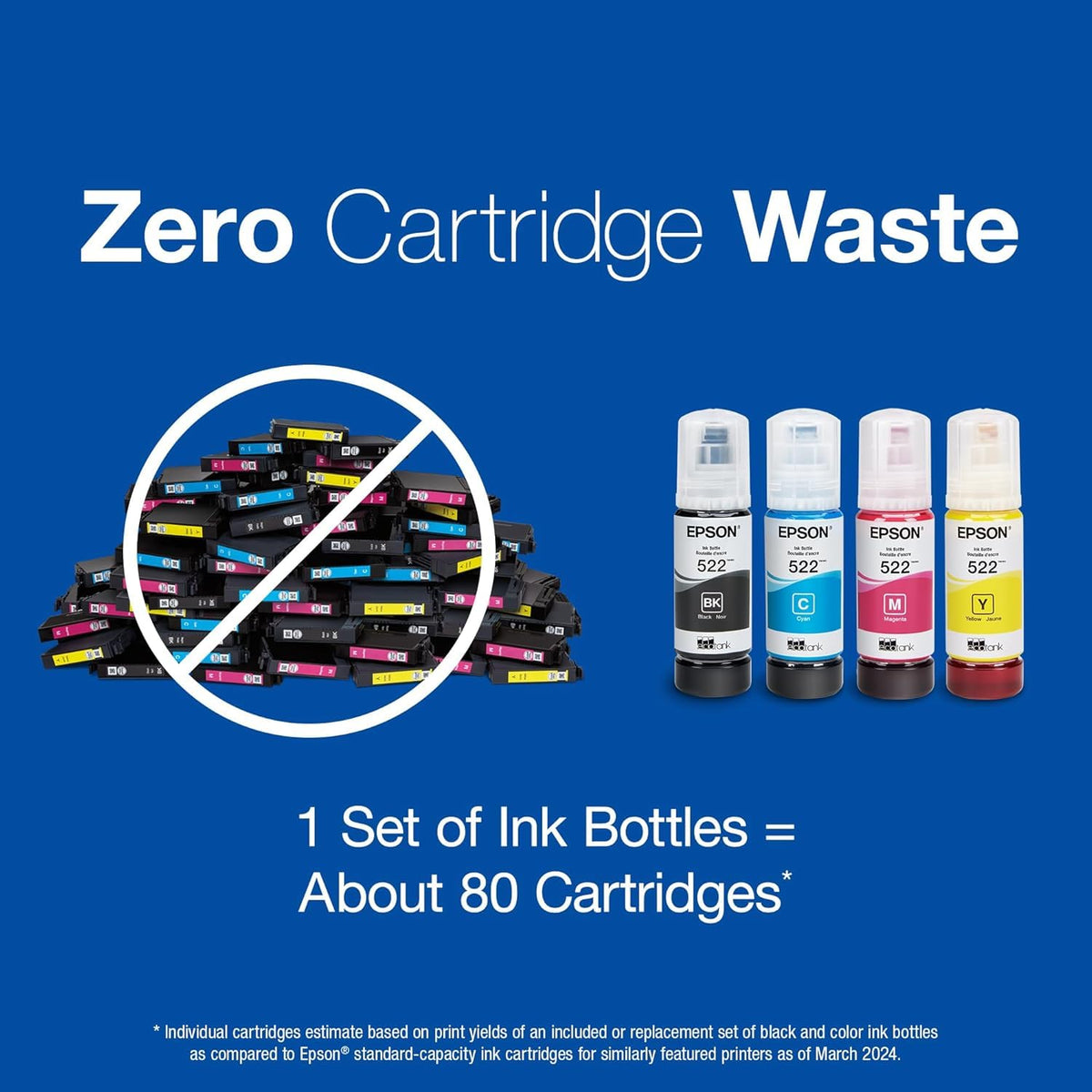 Epson 522 Genuine EcoTank Ink Refill Bottle 4 Color Combo Pack T522120-BCS