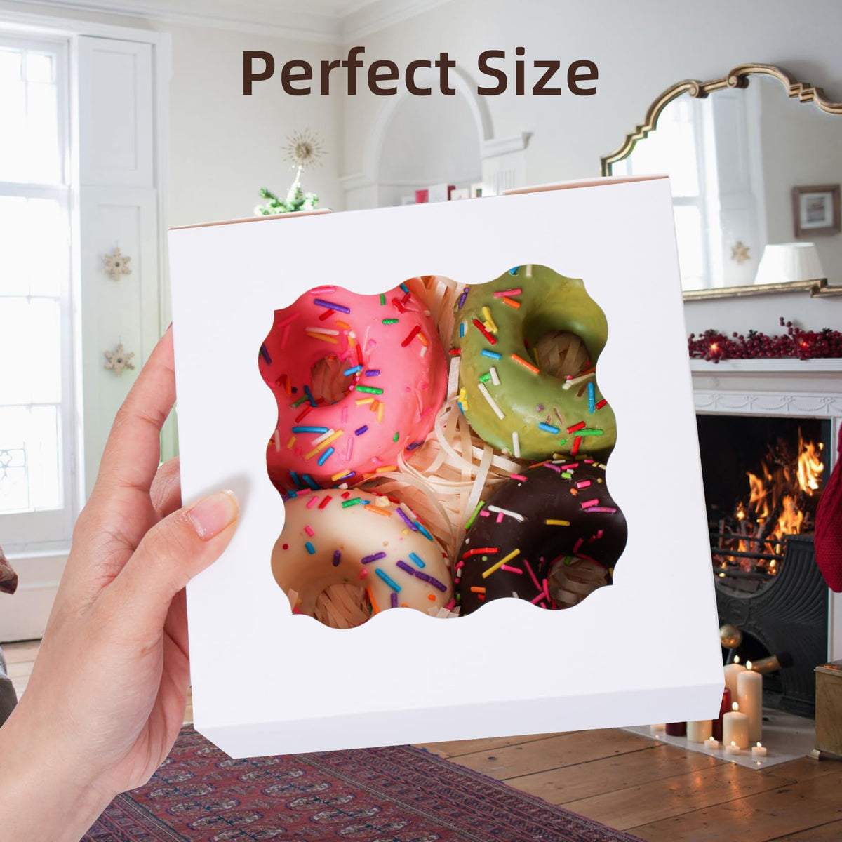 50 Pcs White Bakery Boxes with Window, 6x6x3 inches Cookie Boxes with Stickers Macaroon Boxes Small Treat Boxes Mini Cake Boxes for Dessert, Pastry, Sturdy Take Out Container for Party Wedding Favor 🍁 All In One Marketplace Canada