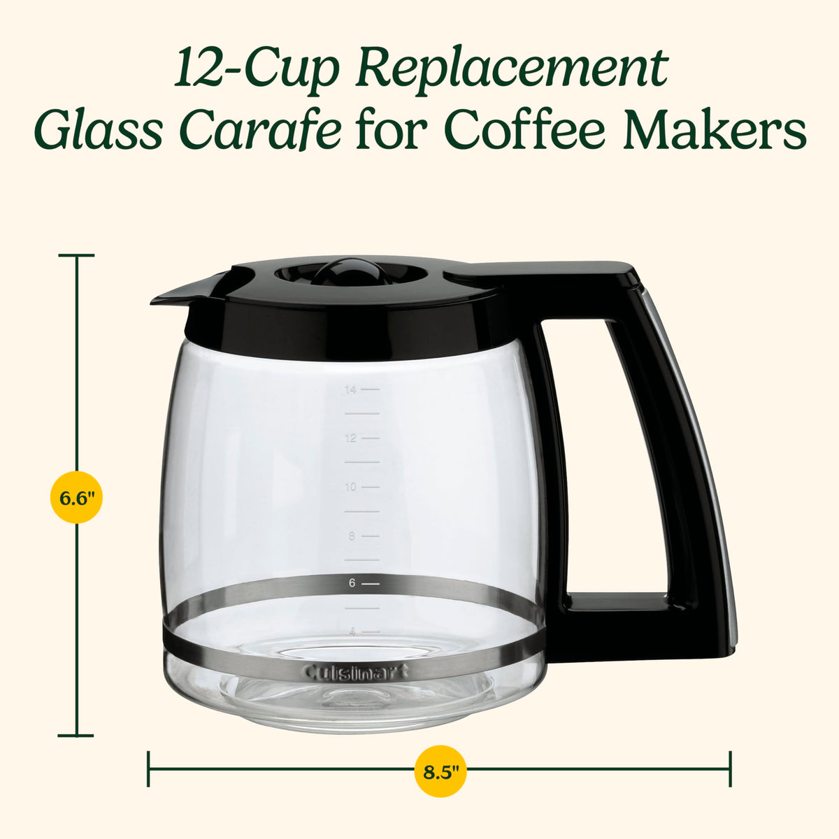 Cuisinart 14-Cup Replacement Glass Carafe, Black (DCC-2200RC)